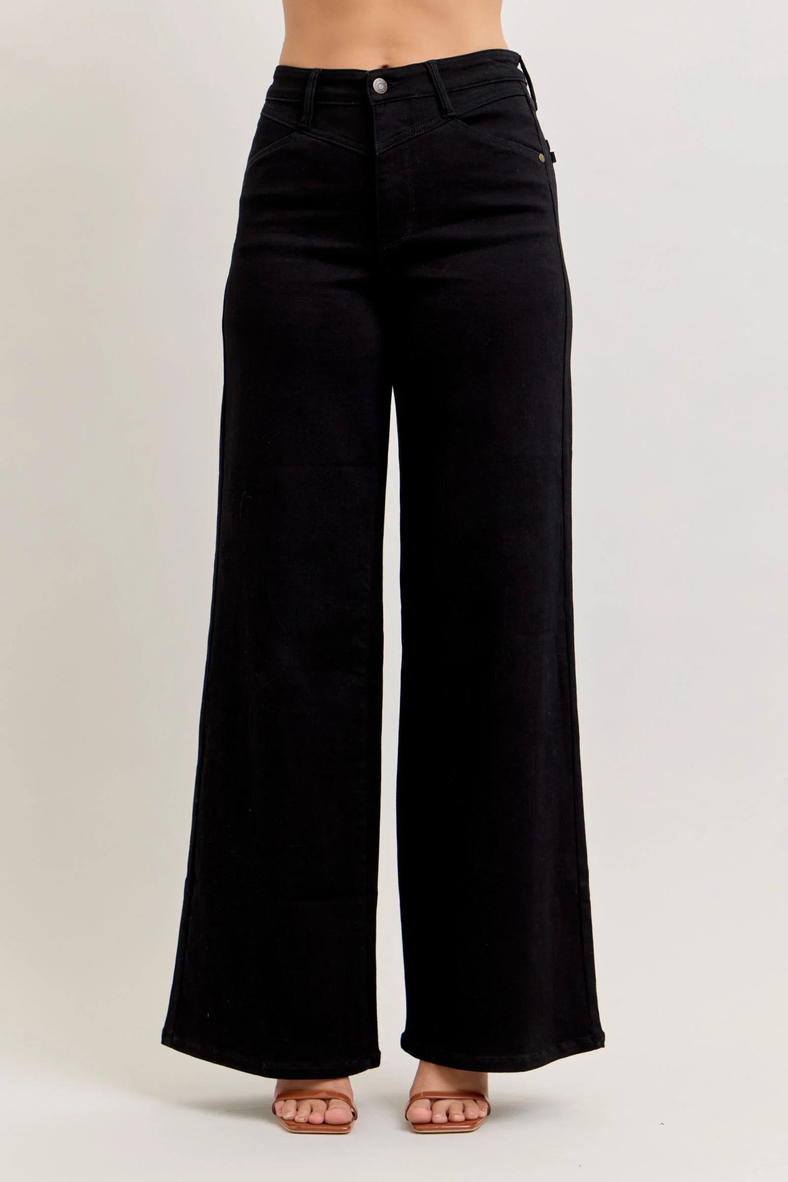 Judy Blue High-Waisted Wide Leg Jeans - Black / 0(24)