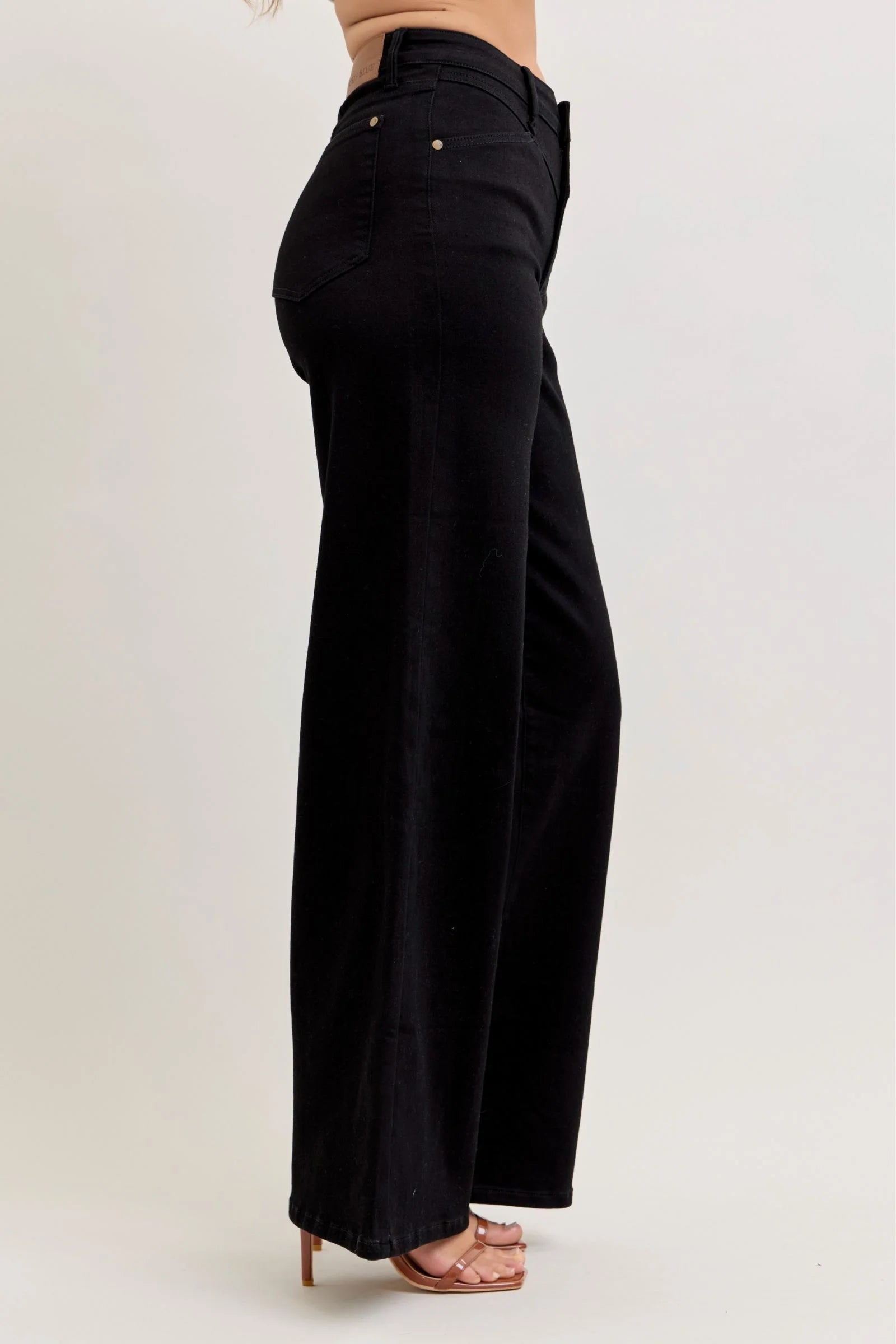 Judy Blue High-Waisted Wide Leg Jeans - Black / 0(24)
