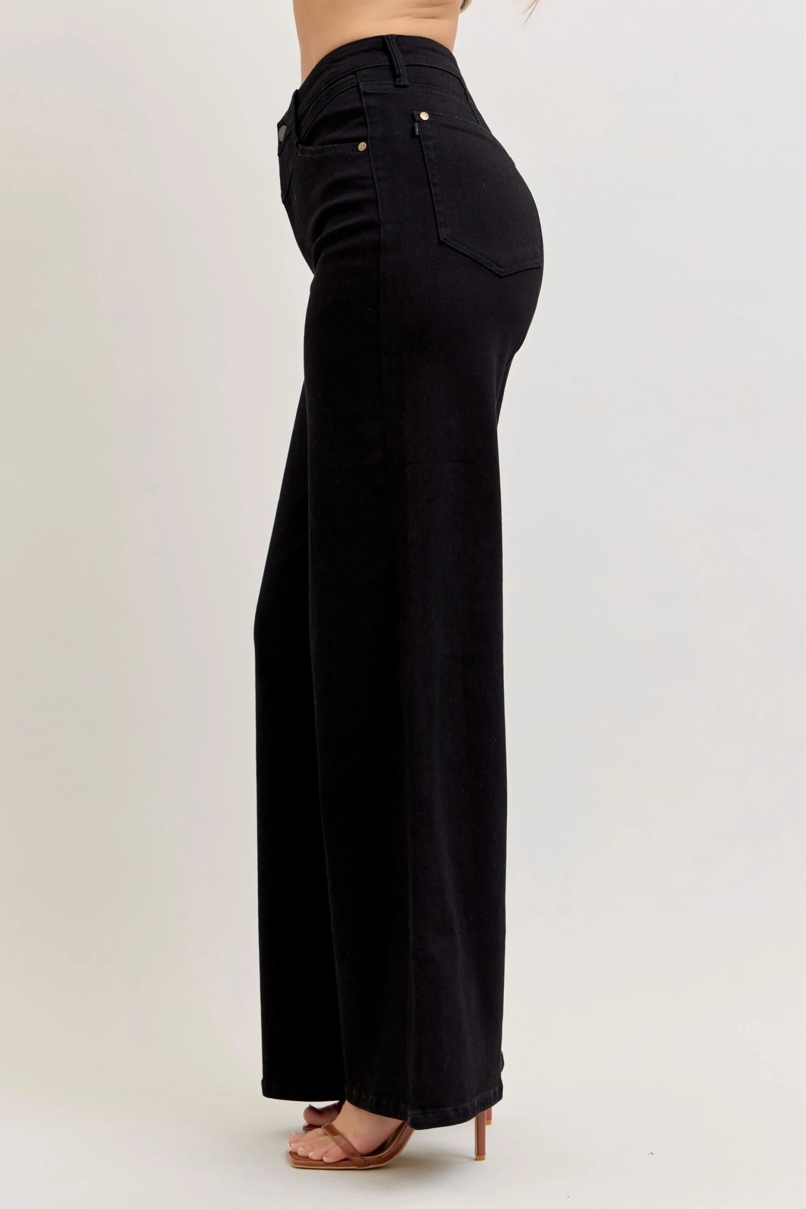 Judy Blue High-Waisted Wide Leg Jeans - Black / 0(24)
