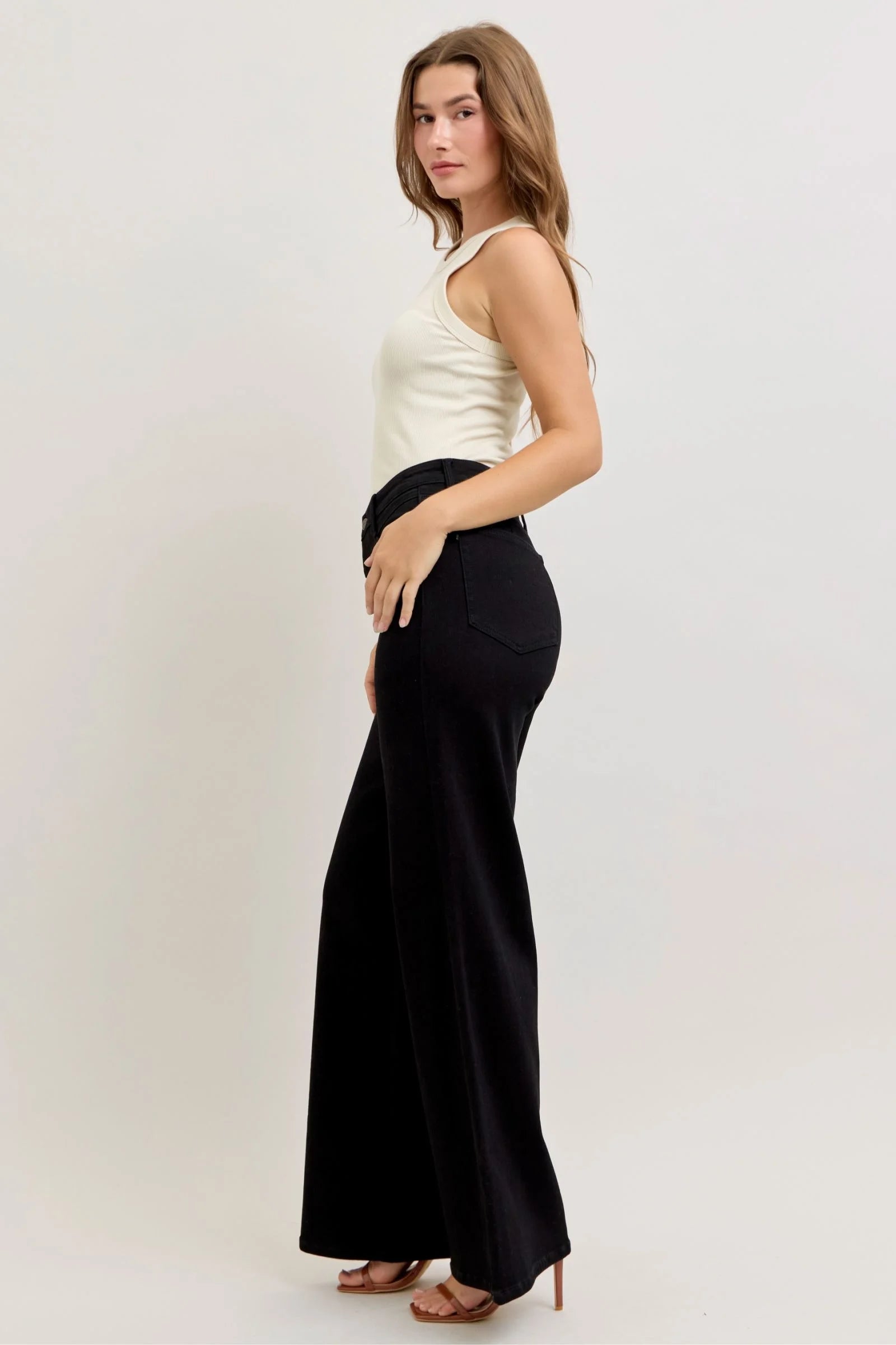 Judy Blue High-Waisted Wide Leg Jeans - Black / 0(24)