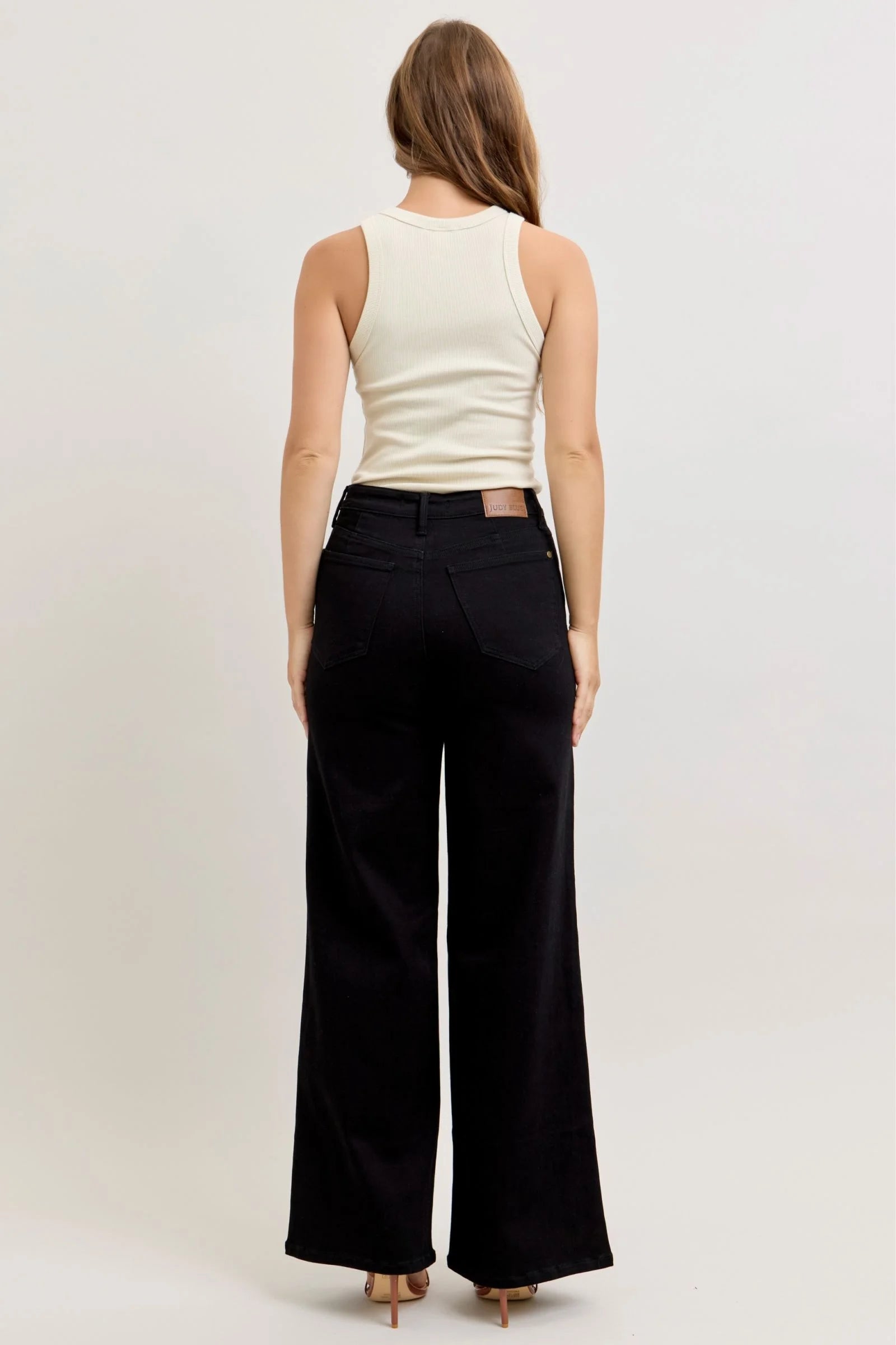 Judy Blue High-Waisted Wide Leg Jeans - Black / 0(24)