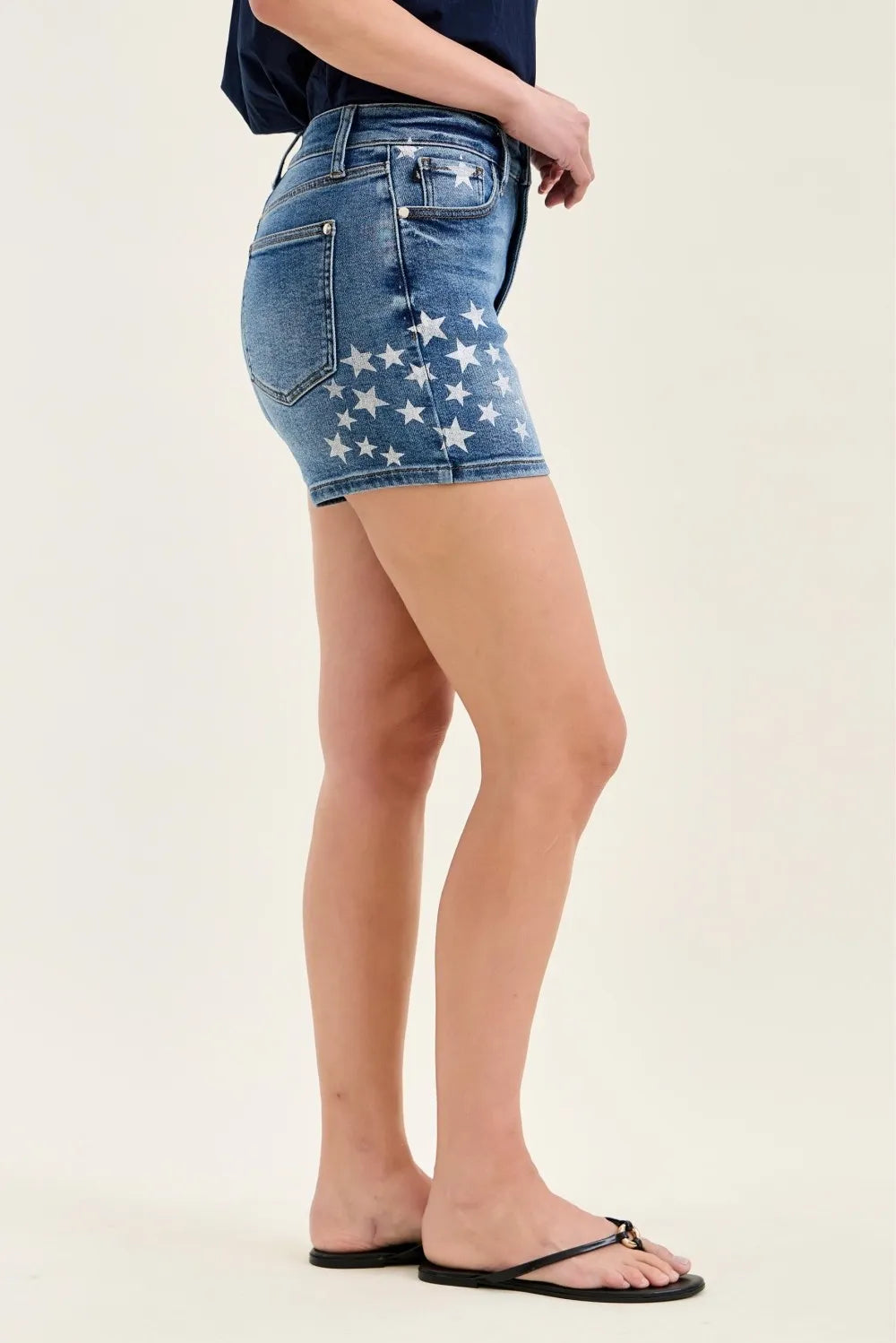 Judy Blue High Rise Slim Short with Star Splatter - MD / S