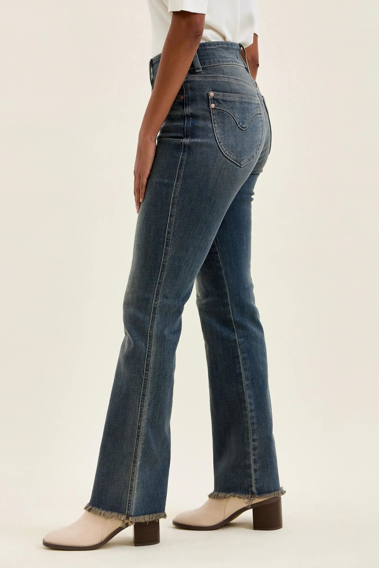 Judy Blue High Waist Double Button Frayed Hem Jeans - MD / 0(24)