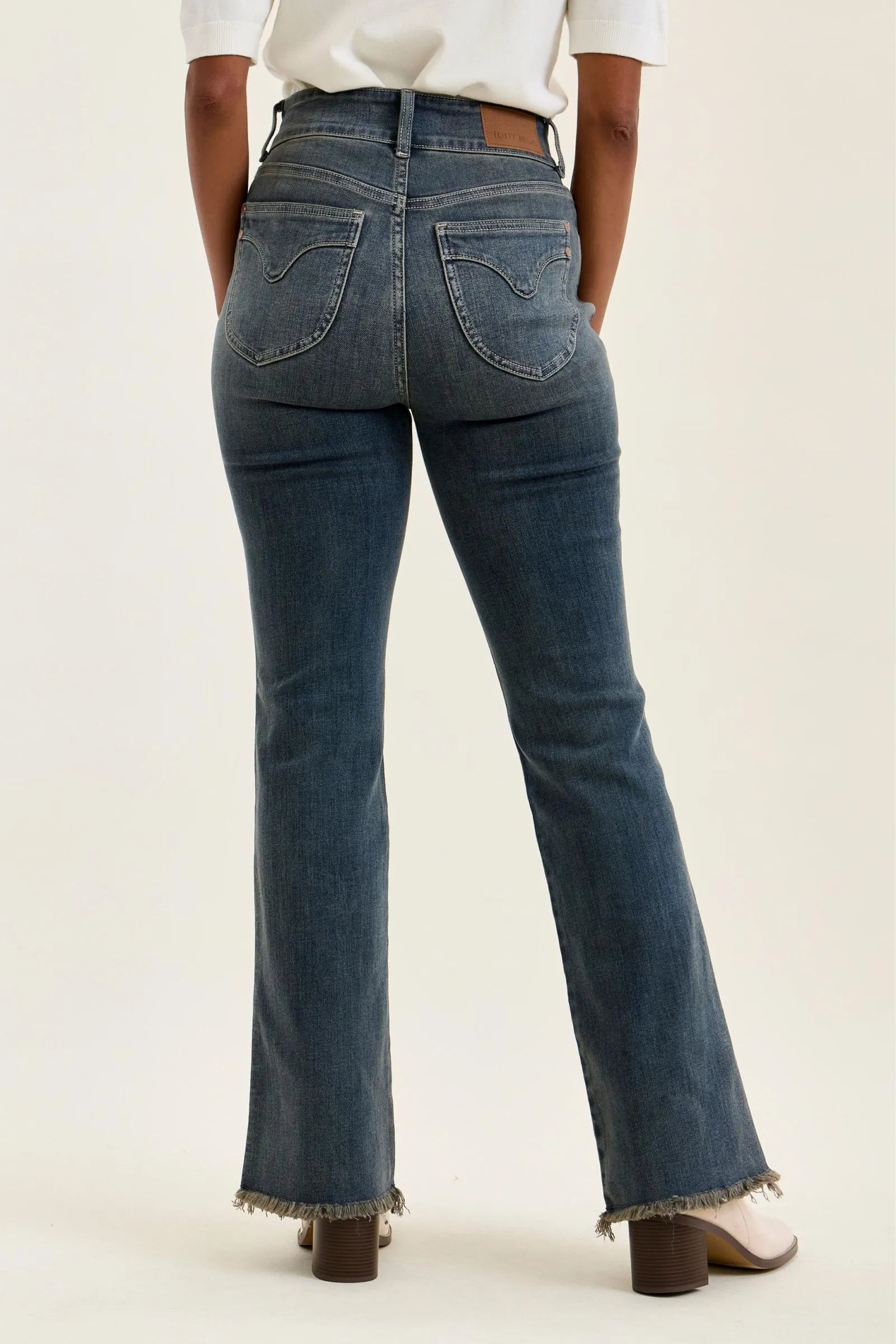 Judy Blue High Waist Double Button Frayed Hem Jeans - MD / 0(24)