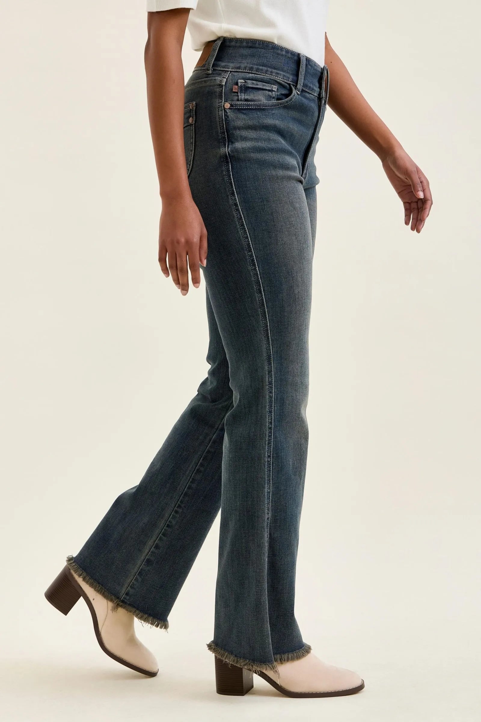 Judy Blue High Waist Double Button Frayed Hem Jeans - MD / 0(24)