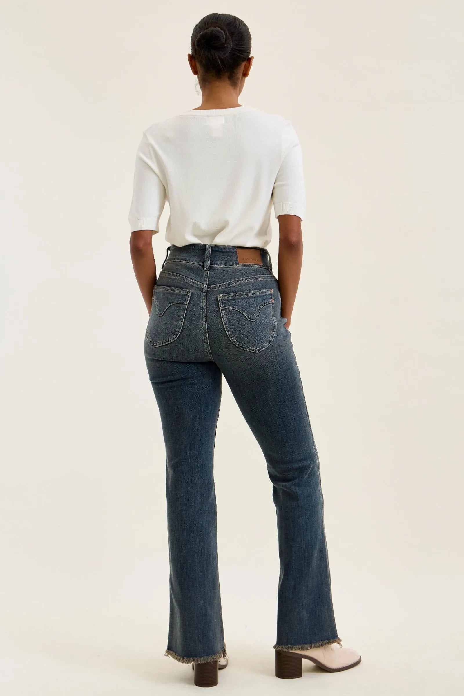 Judy Blue High Waist Double Button Frayed Hem Jeans - MD / 0(24)