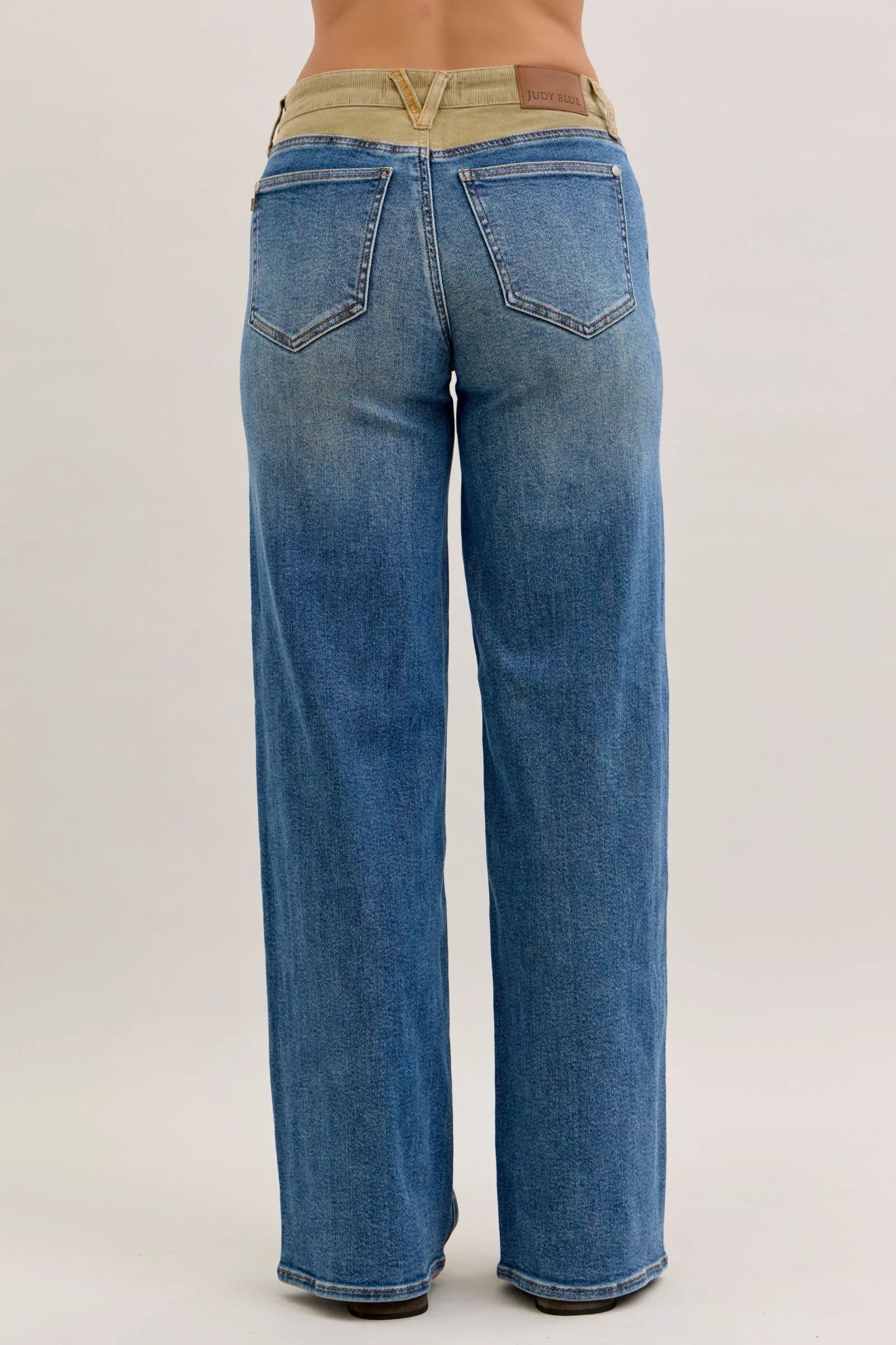 Judy Blue MR Column Straight Jeans with Corduroy Waist - MD / 0(24)