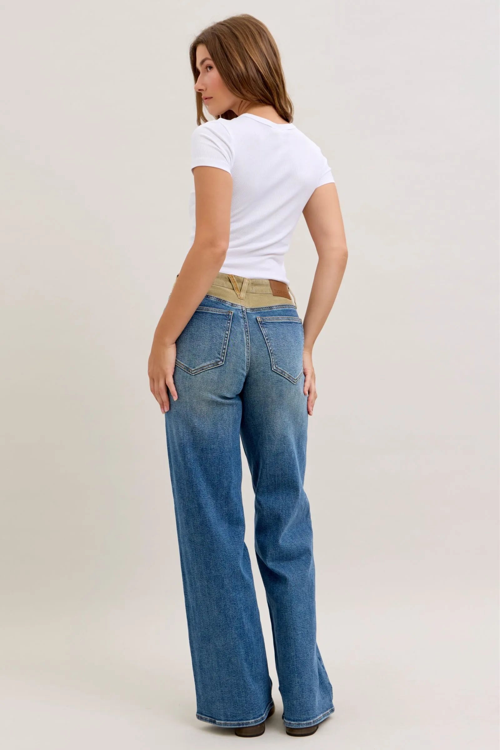 Judy Blue MR Column Straight Jeans with Corduroy Waist - MD / 0(24)