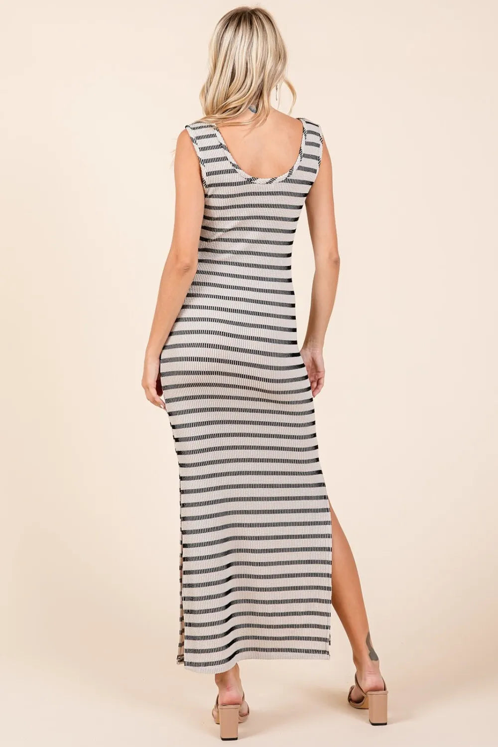 Mittoshop Striped Scoop Neck Sleeveless Maxi Dress - Ivory / S
