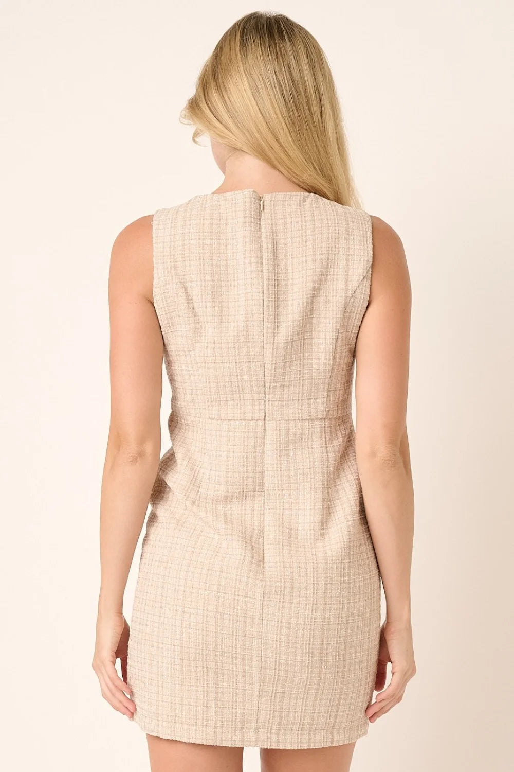 Mittoshop Tweed Sleeveless Mini Dress - Sand / S
