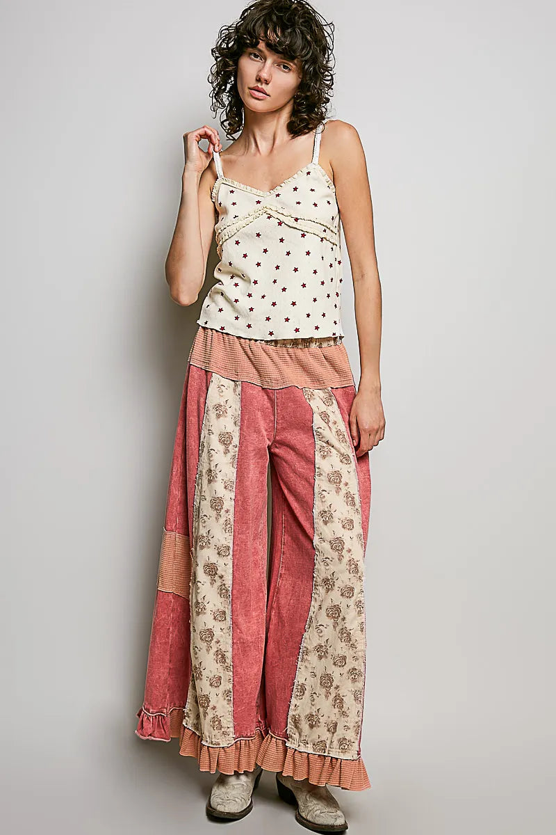 POL Star Printed Lightweight Ribbed Knit Cami - NATURAL MULTI / S