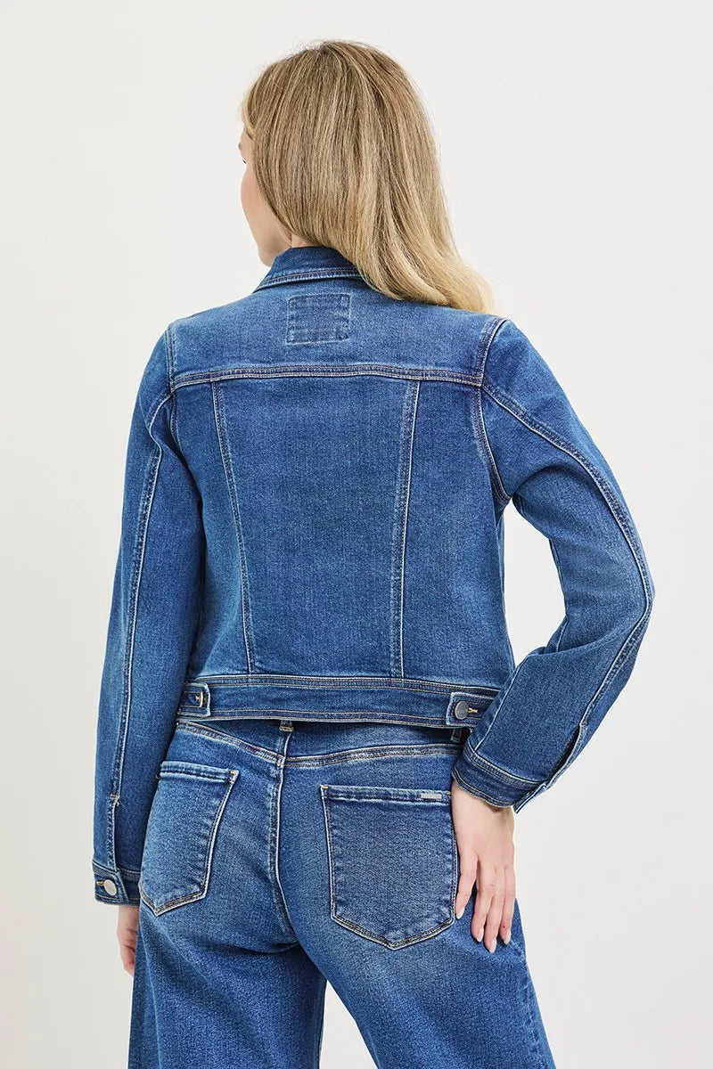 RISEN Basic Fitted Button Down Denim Jacket - MEDIUM / S