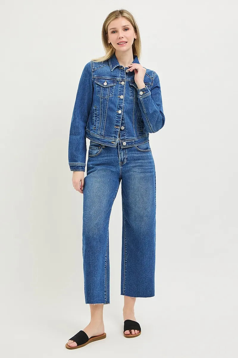 RISEN Basic Fitted Button Down Denim Jacket - MEDIUM / S