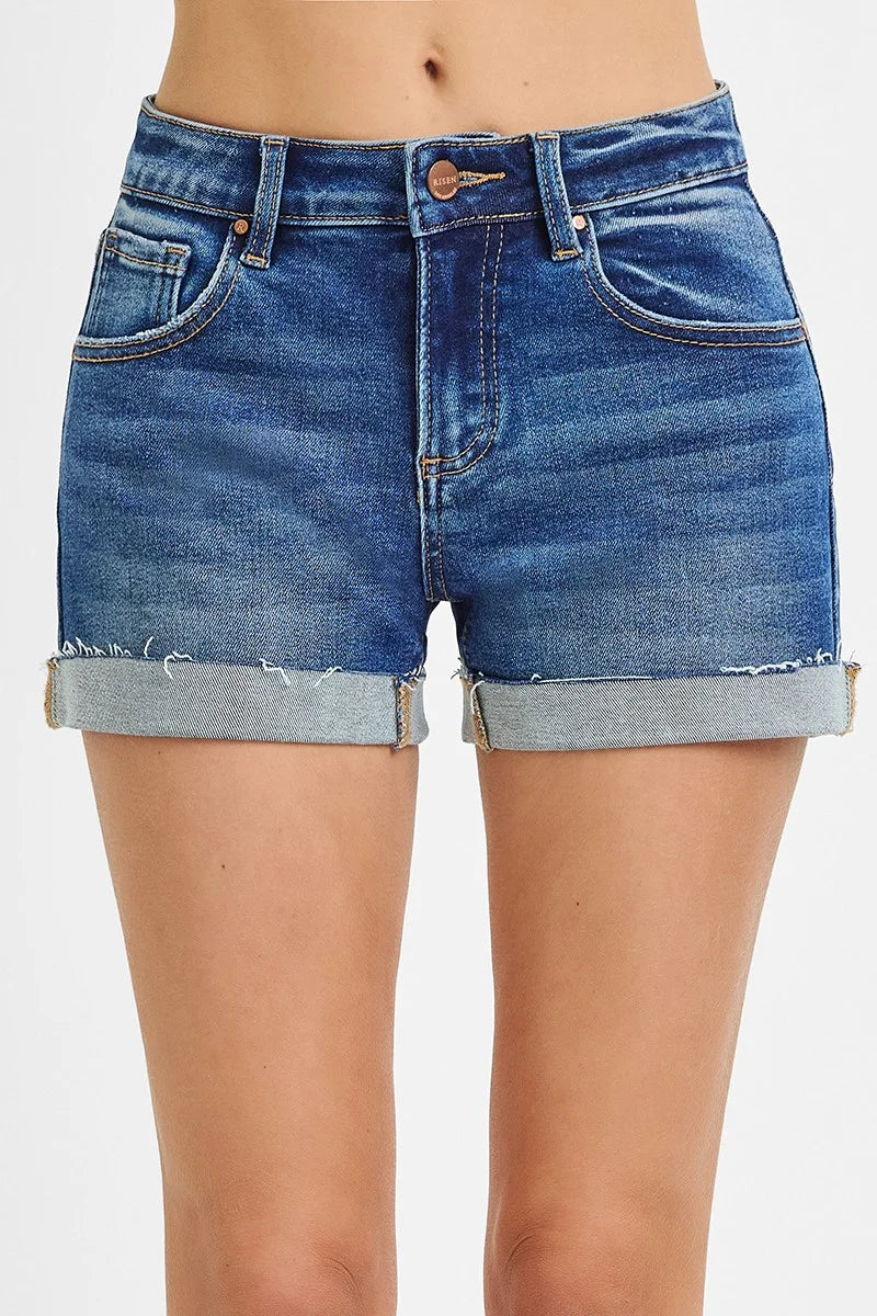 RISEN Low Rise Cuffed Shorts - DARK / S