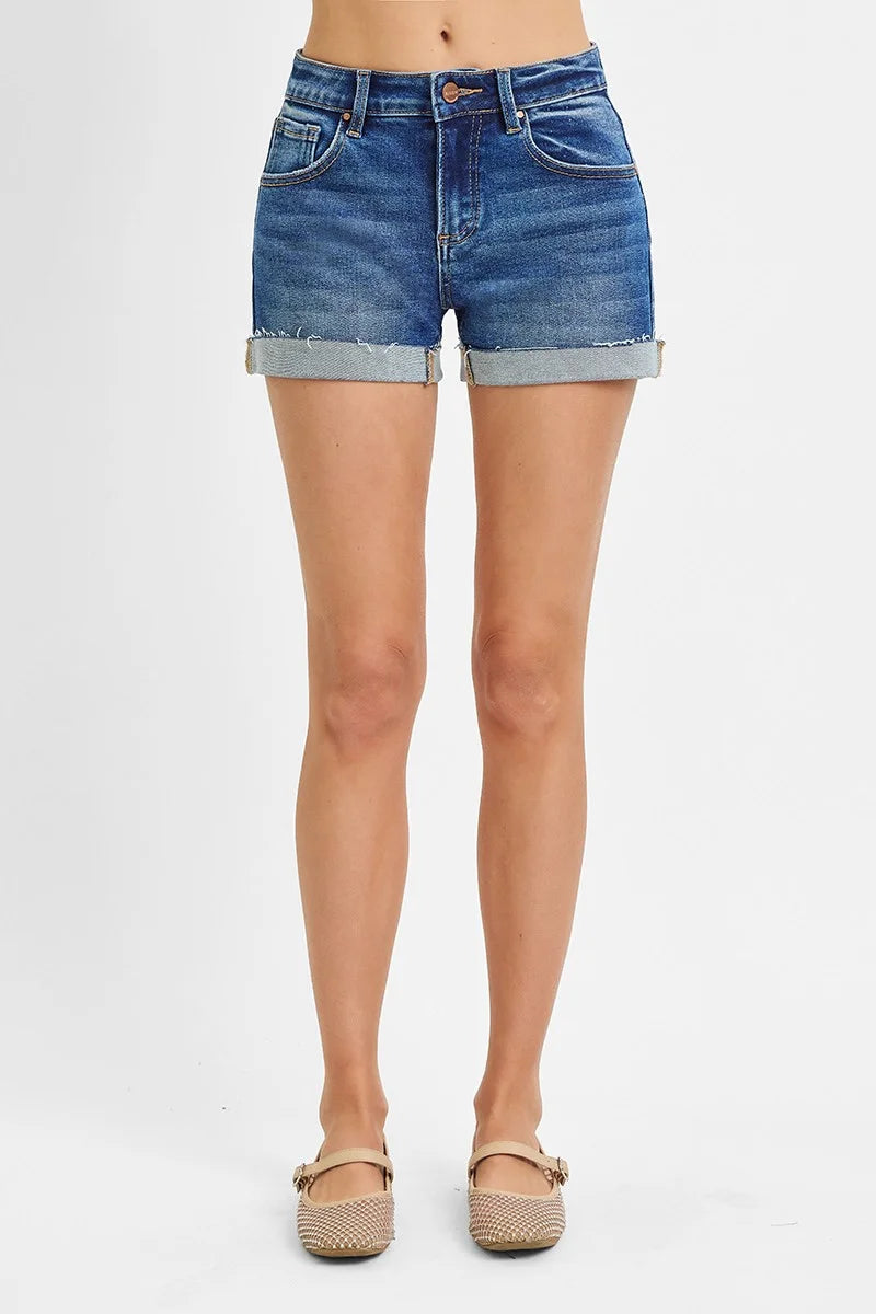 RISEN Low Rise Cuffed Shorts - DARK / S