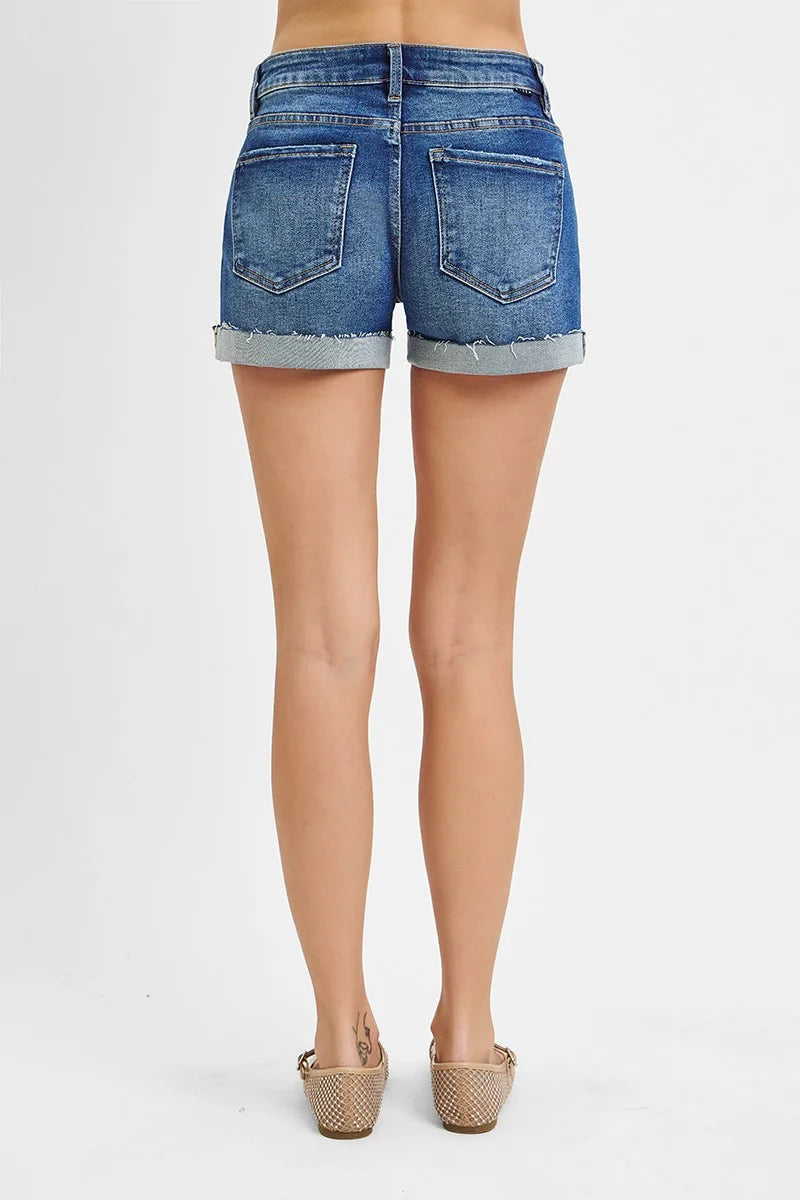 RISEN Low Rise Cuffed Shorts - DARK / S