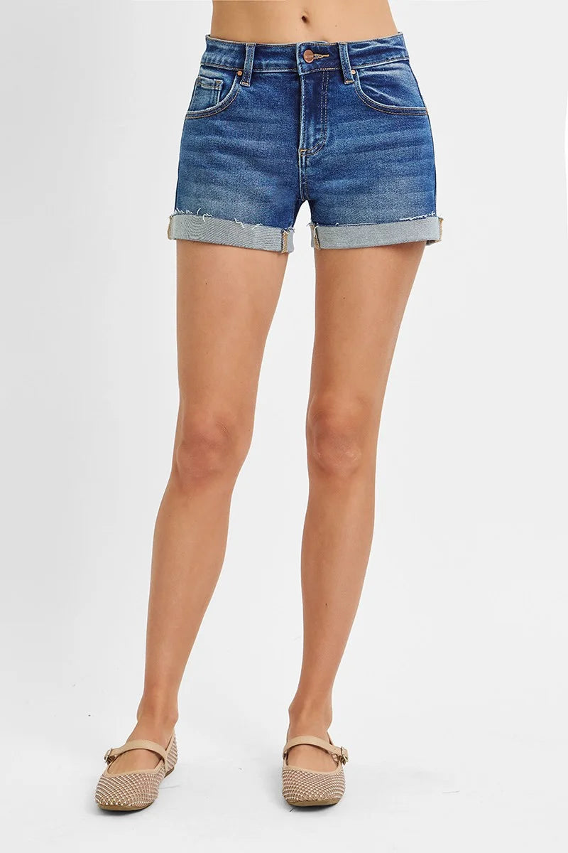 RISEN Low Rise Cuffed Shorts - DARK / S