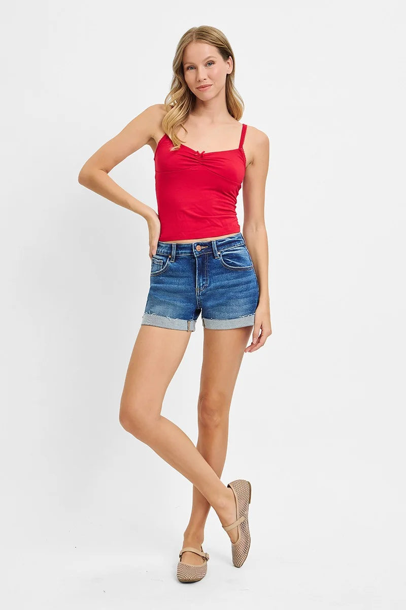RISEN Low Rise Cuffed Shorts - DARK / S