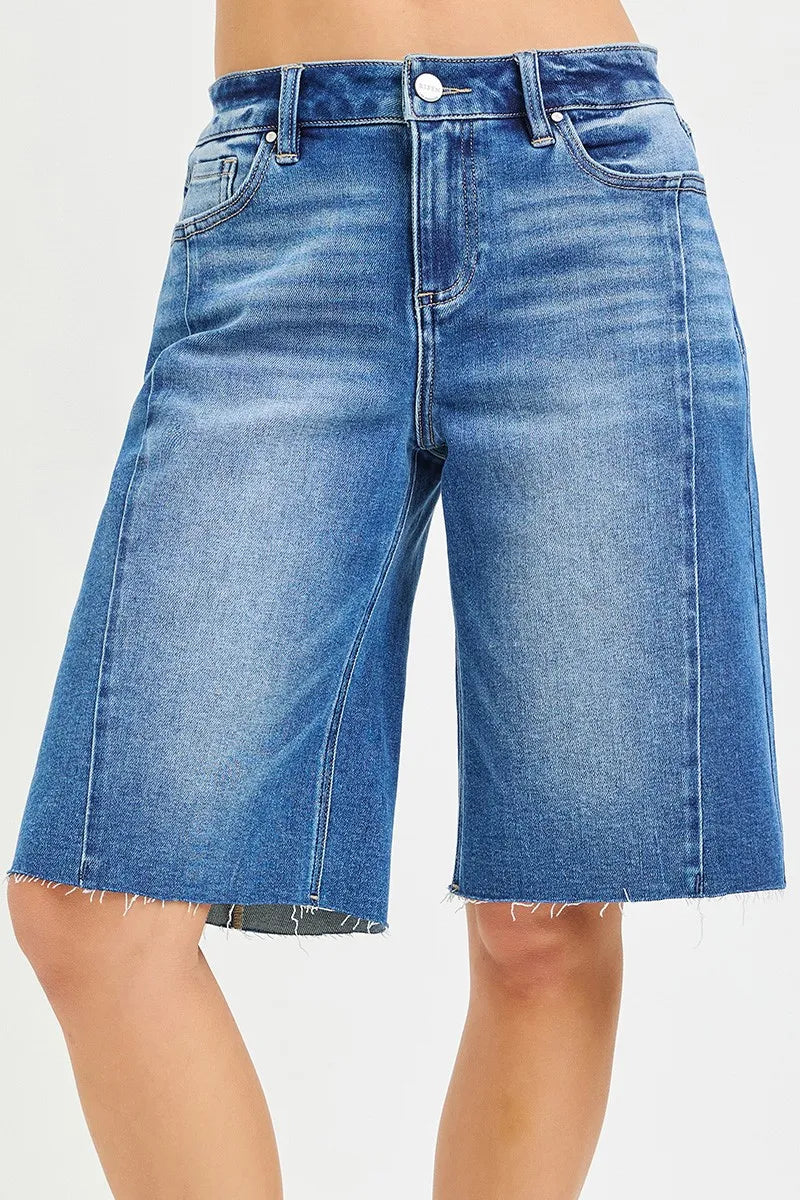 RISEN Raw Hem Slouchy Seamed Jorts - MEDIUM / S