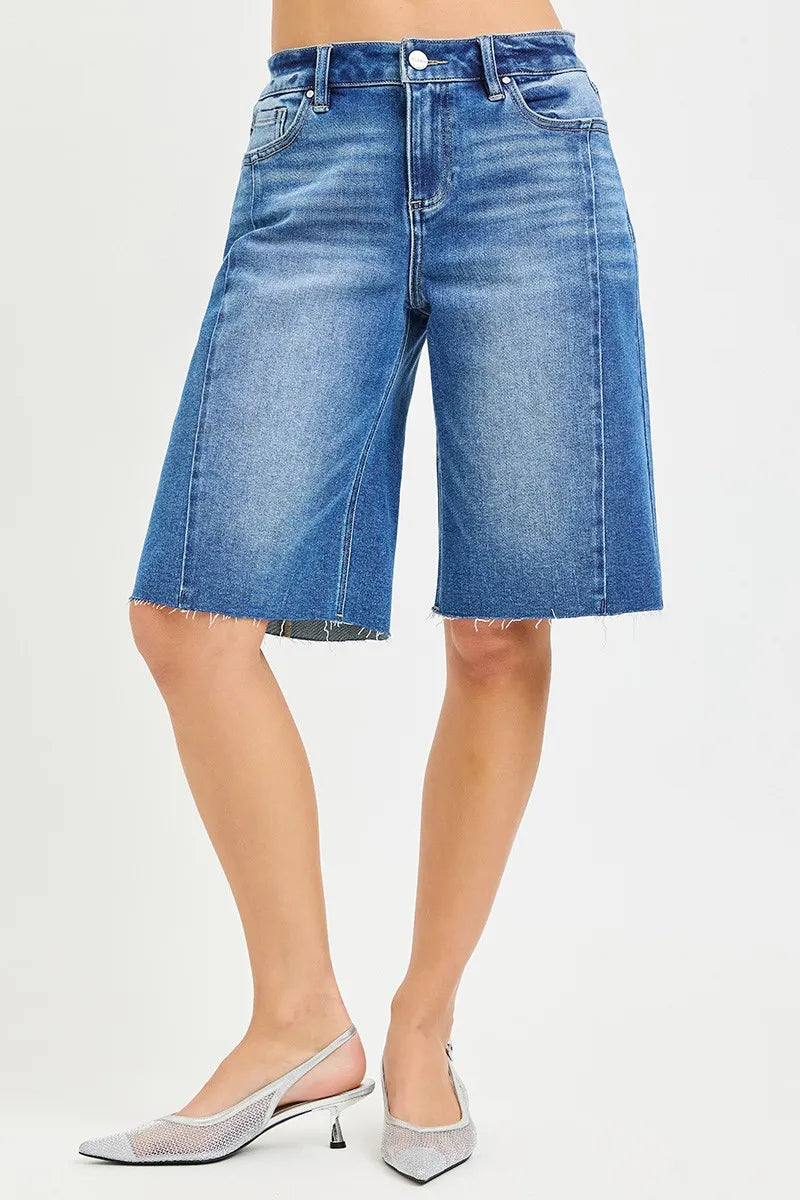 RISEN Raw Hem Slouchy Seamed Jorts - MEDIUM / S
