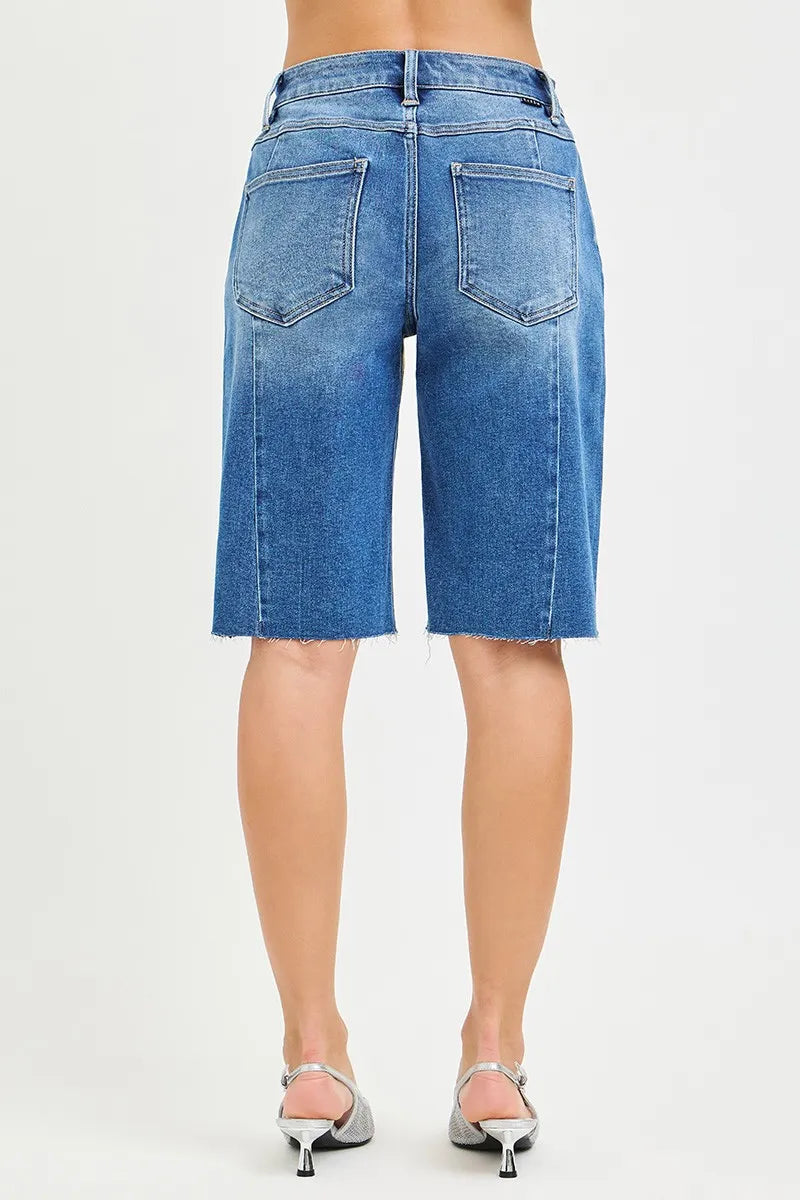 RISEN Raw Hem Slouchy Seamed Jorts - MEDIUM / S