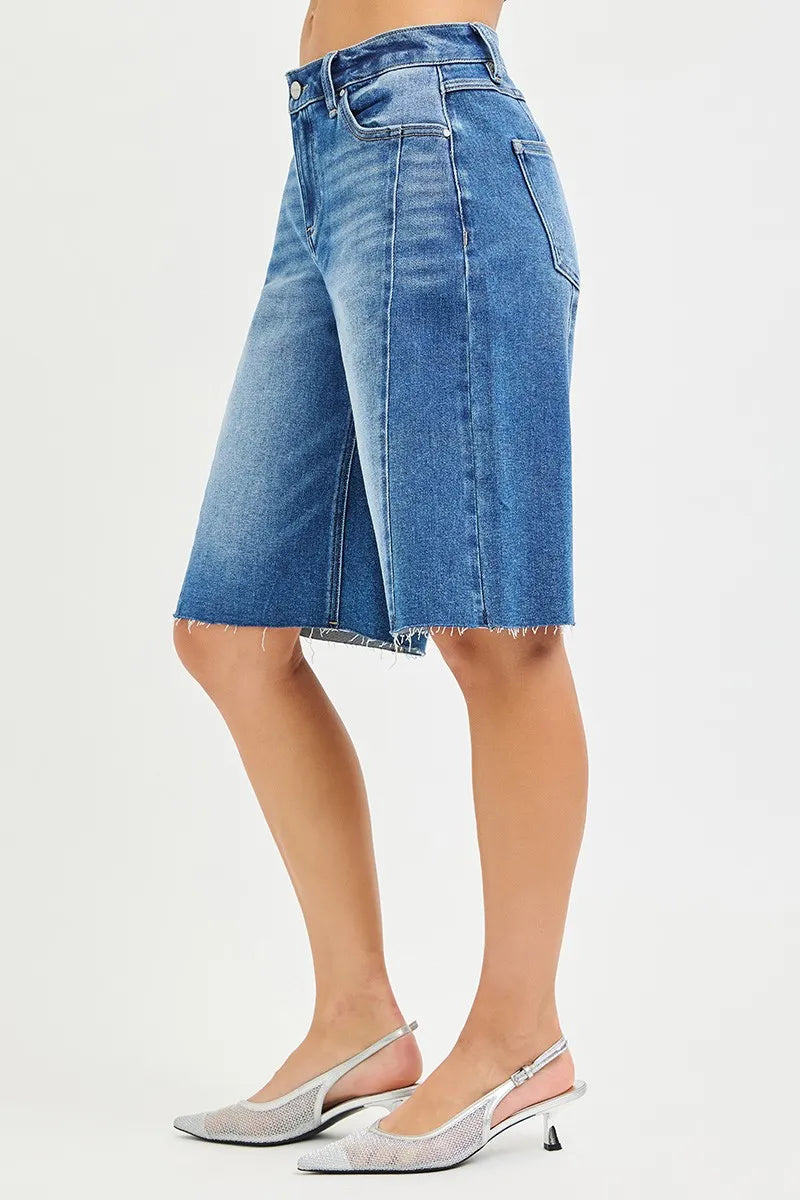 RISEN Raw Hem Slouchy Seamed Jorts - MEDIUM / S