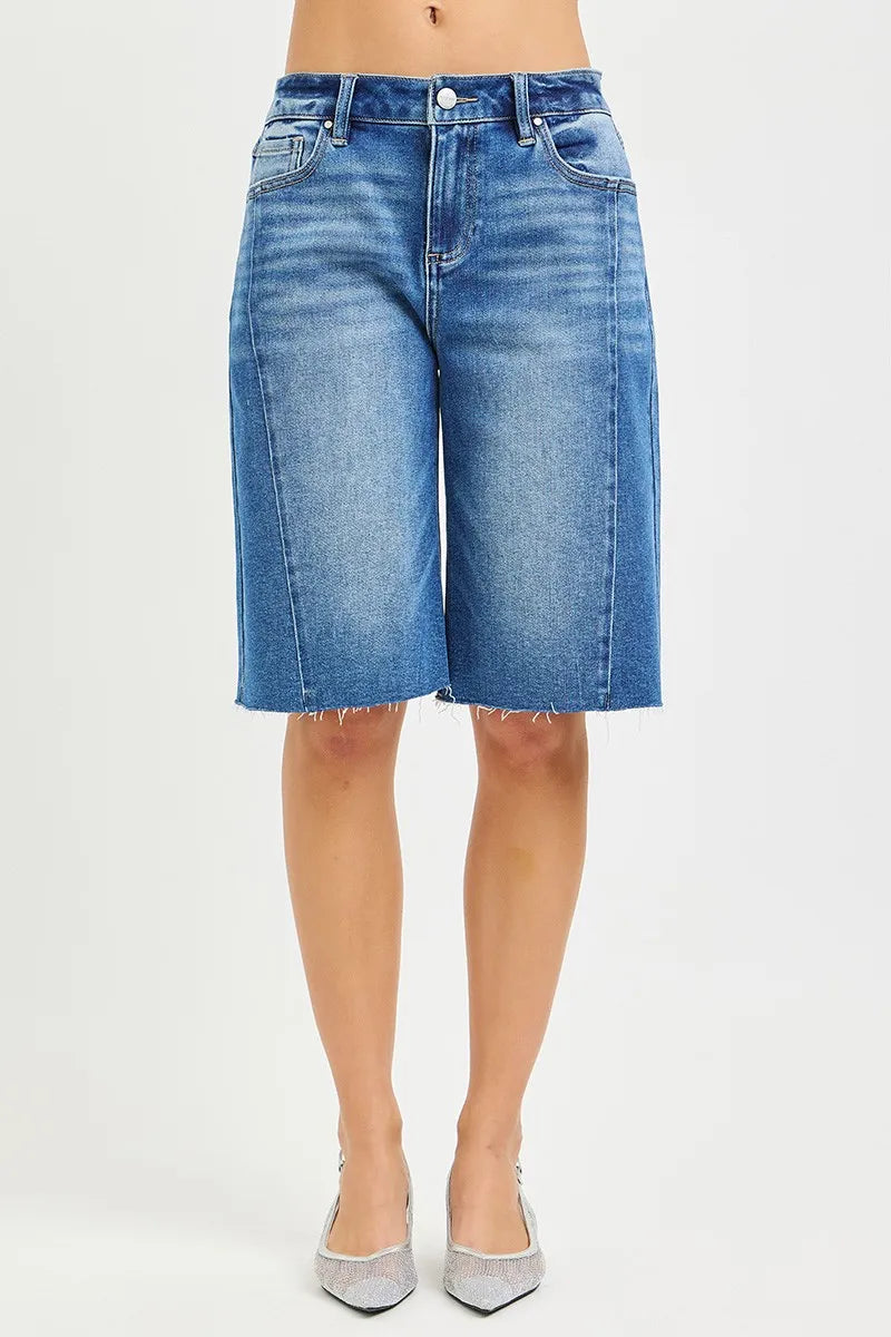 RISEN Raw Hem Slouchy Seamed Jorts - MEDIUM / S