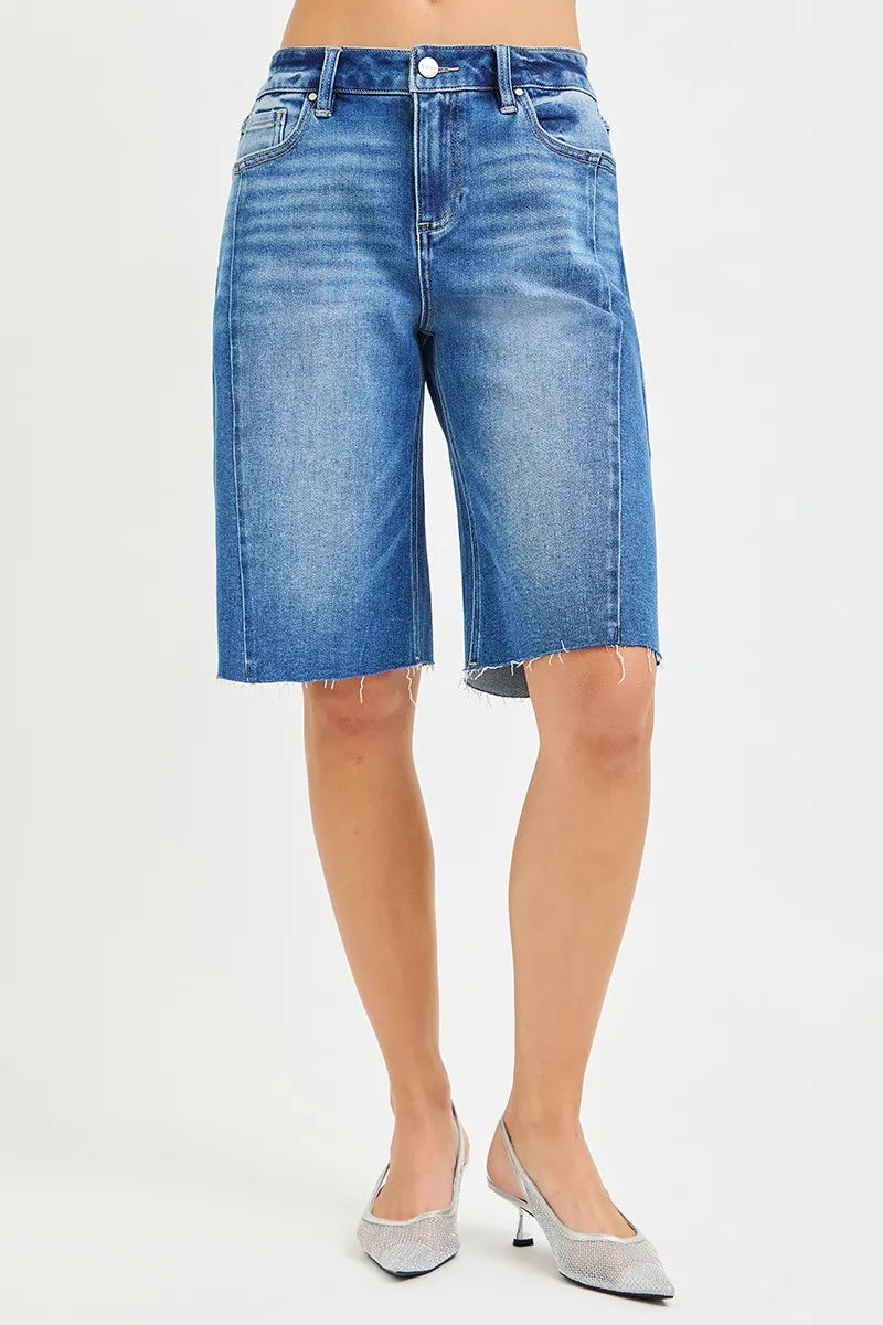 RISEN Raw Hem Slouchy Seamed Jorts - MEDIUM / S