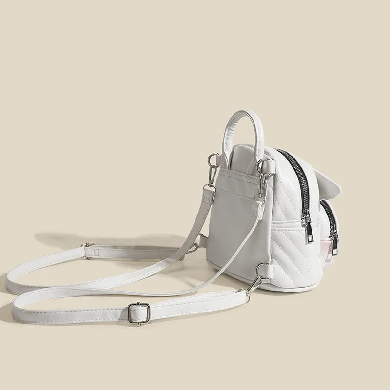 Wings Leather Backpack Bag - White / One Size