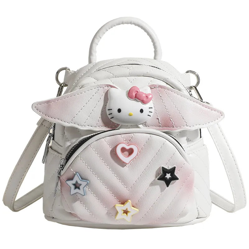 Wings Leather Backpack Bag - White / One Size