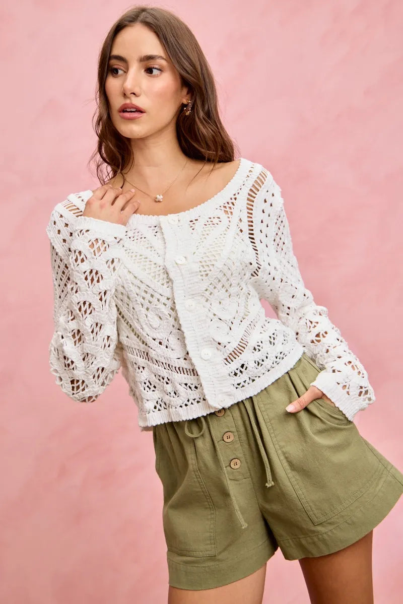 SO ME Paper Bag Patch Pocket Drawstring Twill Shorts - OLIVE / S