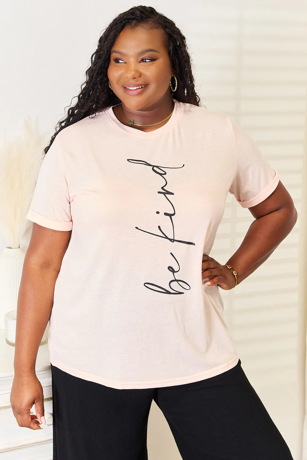 Simply Love BE KIND Graphic Round Neck T-Shirt - Watermelon pink / S