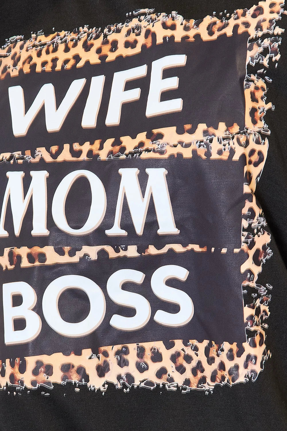 Simply Love WIFE MOM BOSS Leopard Graphic T-Shirt - Black / S