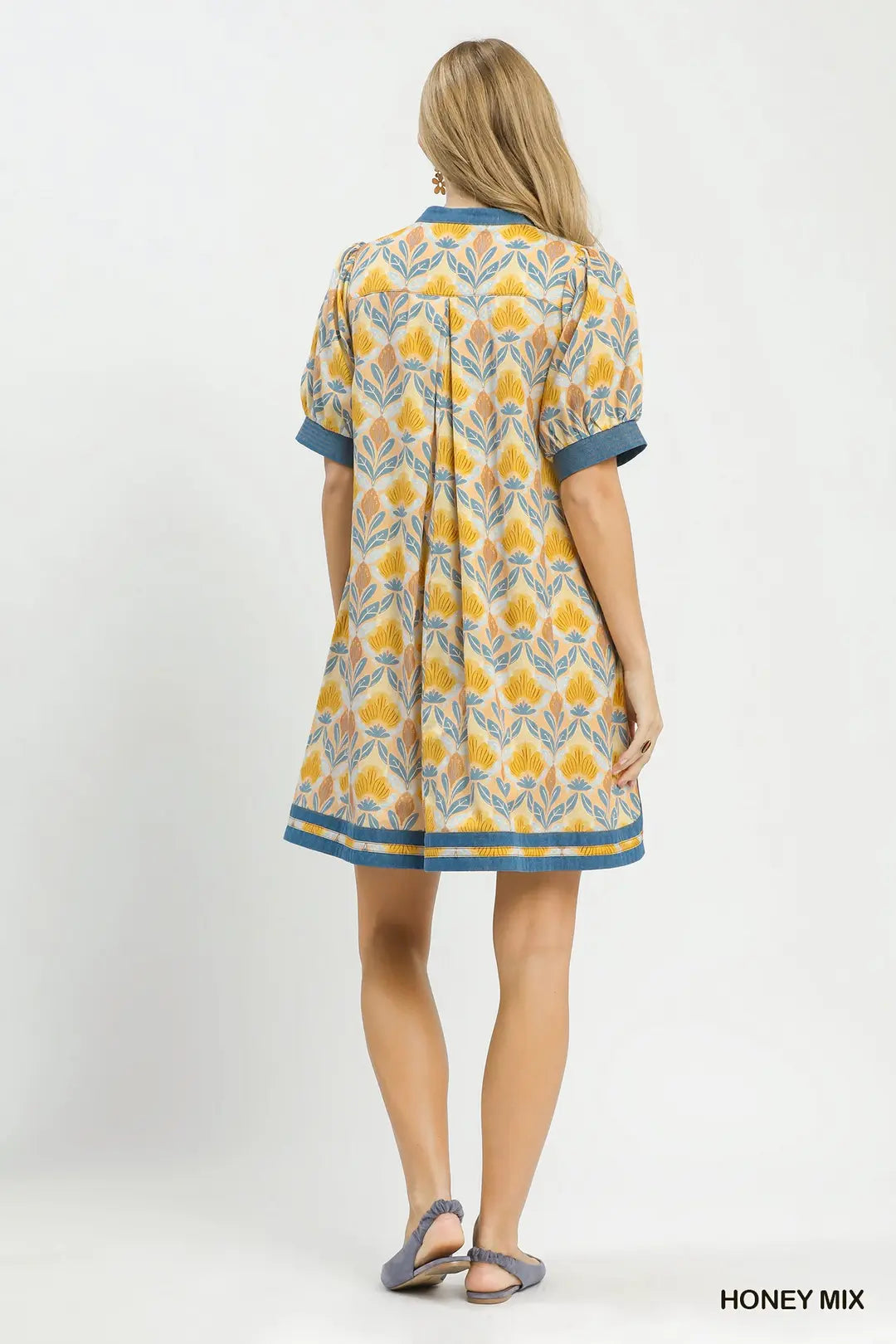 Umgee Mix Tile Print Mini Dress - HONEY MIX / S