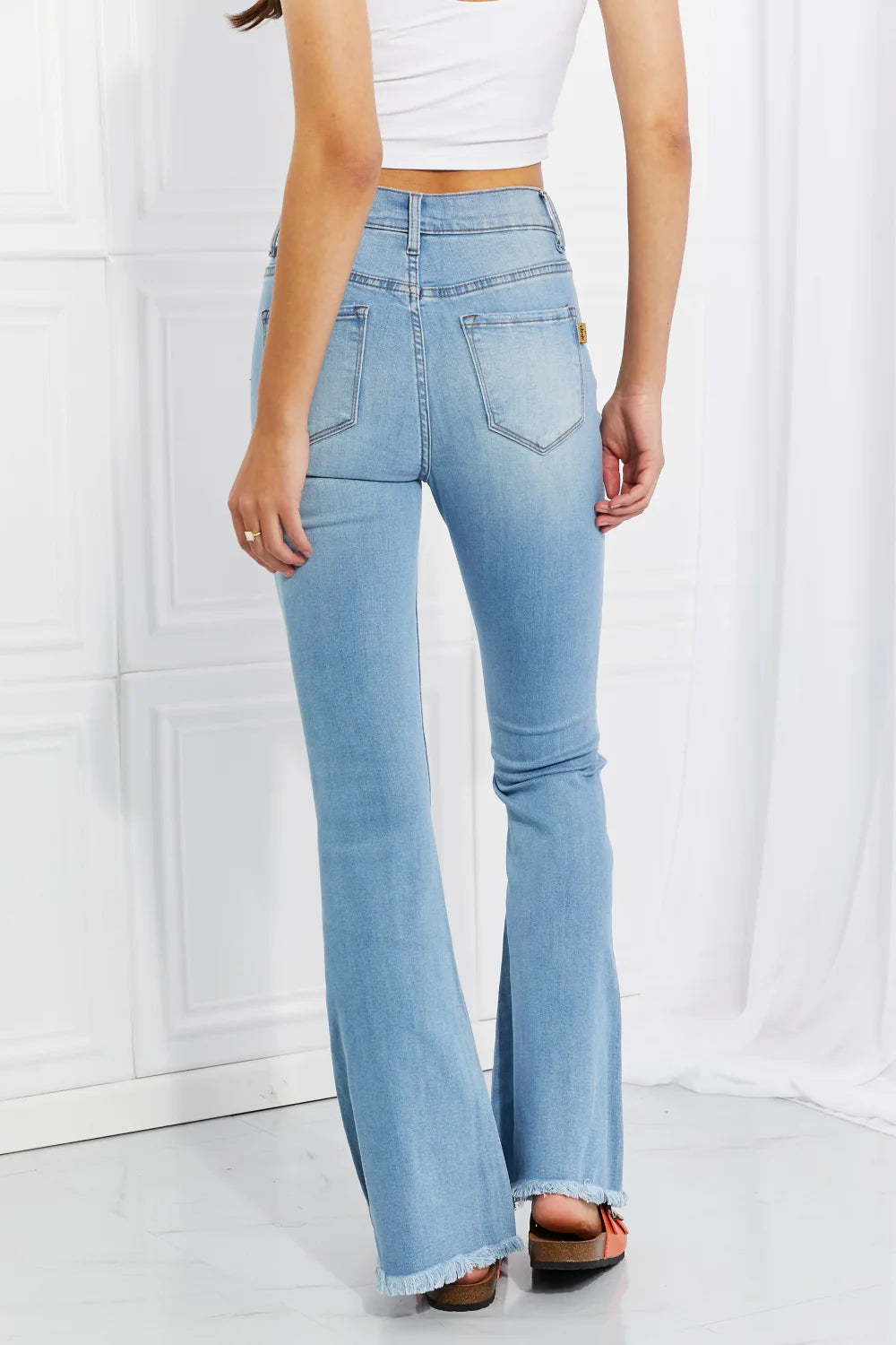 Vibrant MIU Full Size Jess Button Flare Jeans - Light / 1(25)