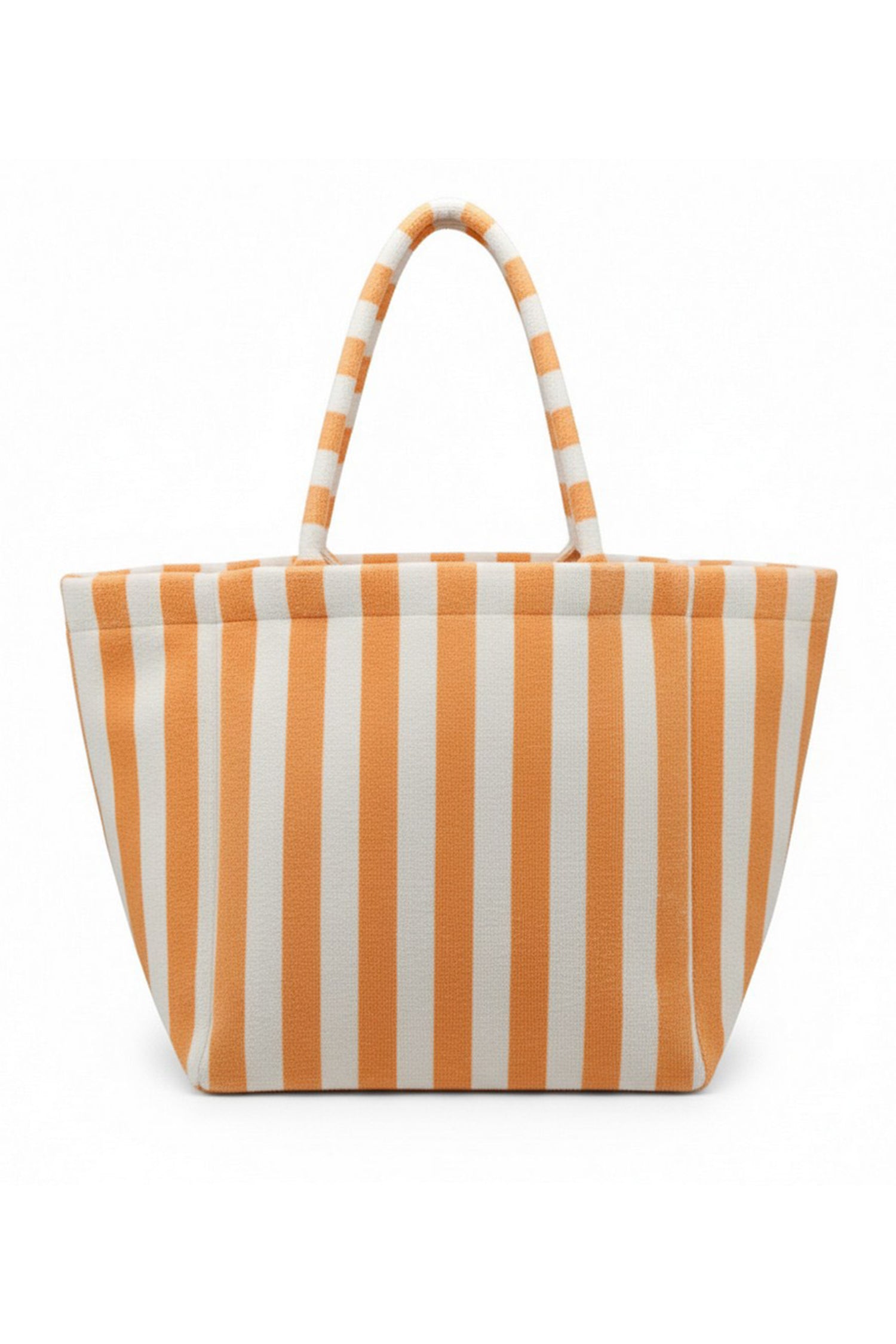Grapefruit Orange Striped Terry Large Beach Tote Bag