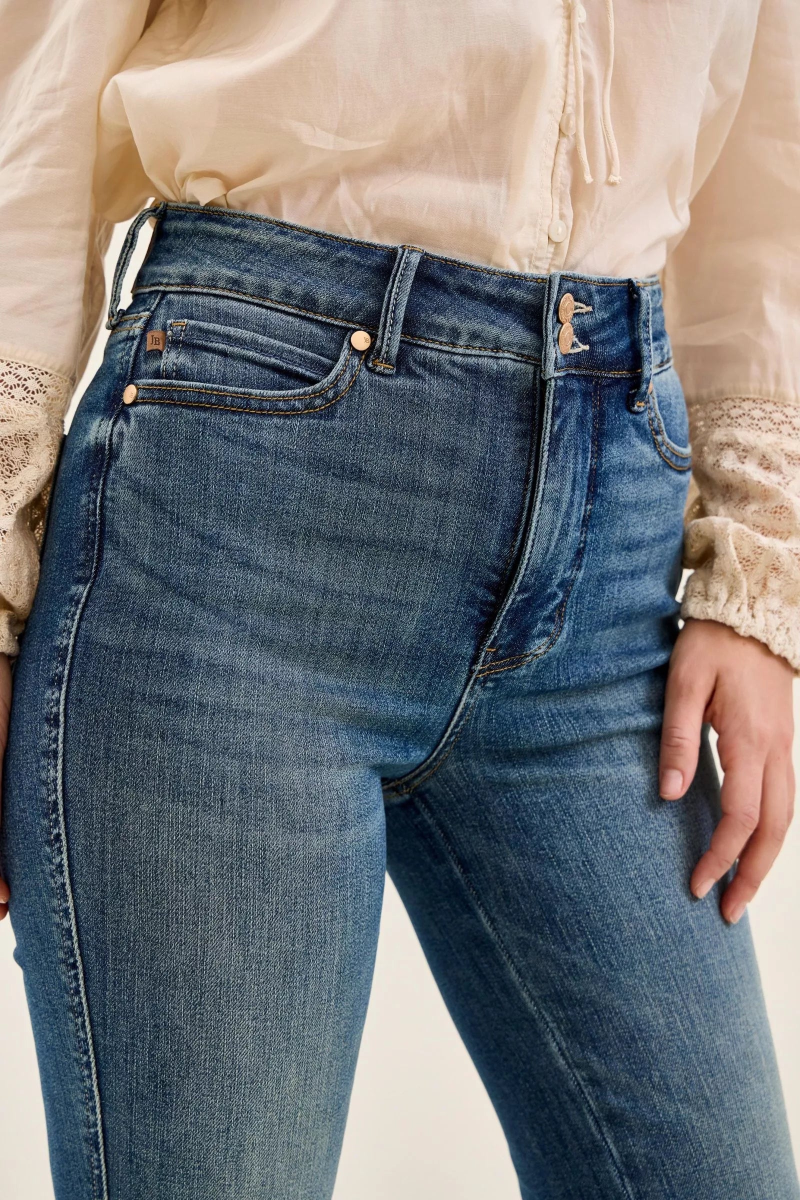 Judy Blue High Waist Double Button Tummy Control Flare Jeans - DK / 0(24)