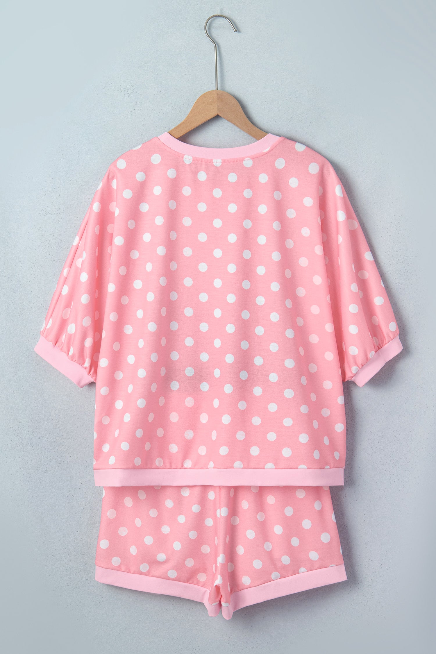 Green Polka Dot Oversized Top Drawstring Short Set