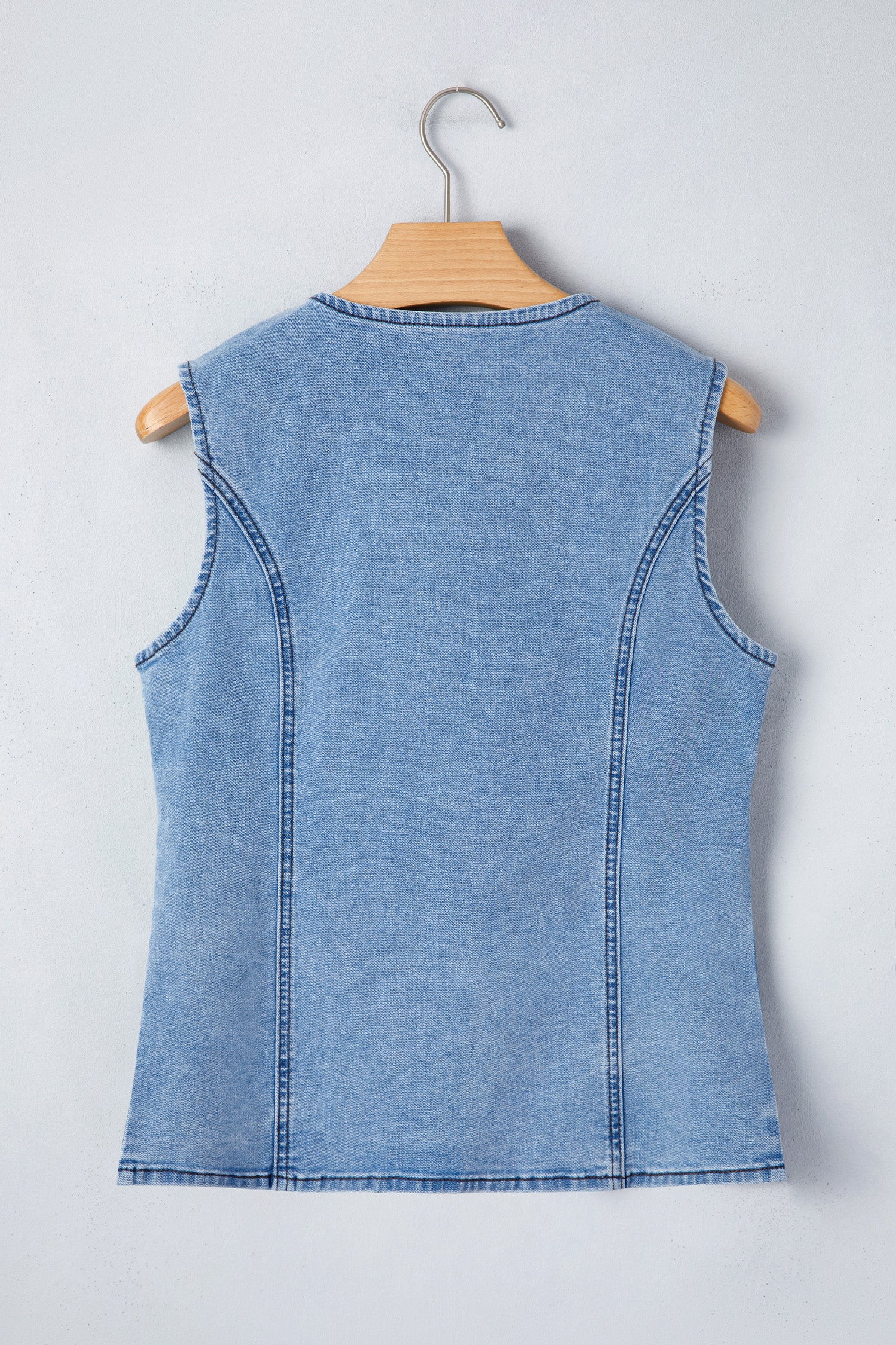 Ashleigh Blue Buttoned Front Slit Denim Vest