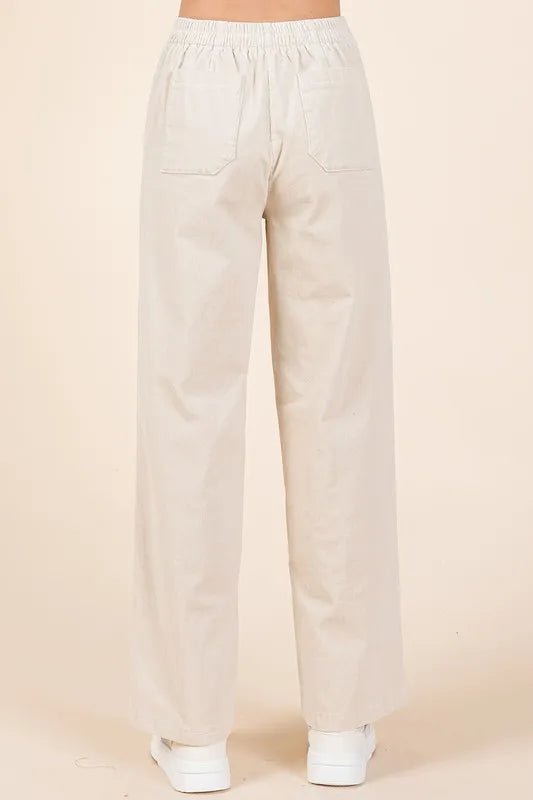 Mittoshop Corduroy Back Elastic Waist Pants - Bone / S