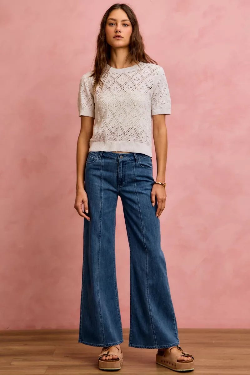 SO ME Seam Detail Mid Rise Stretch Denim Jeans - DENIM / S