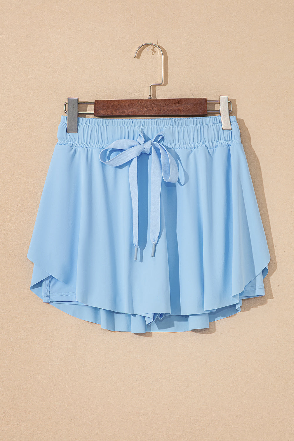 Beige Drawstring High Waist Lined Tennis Skort