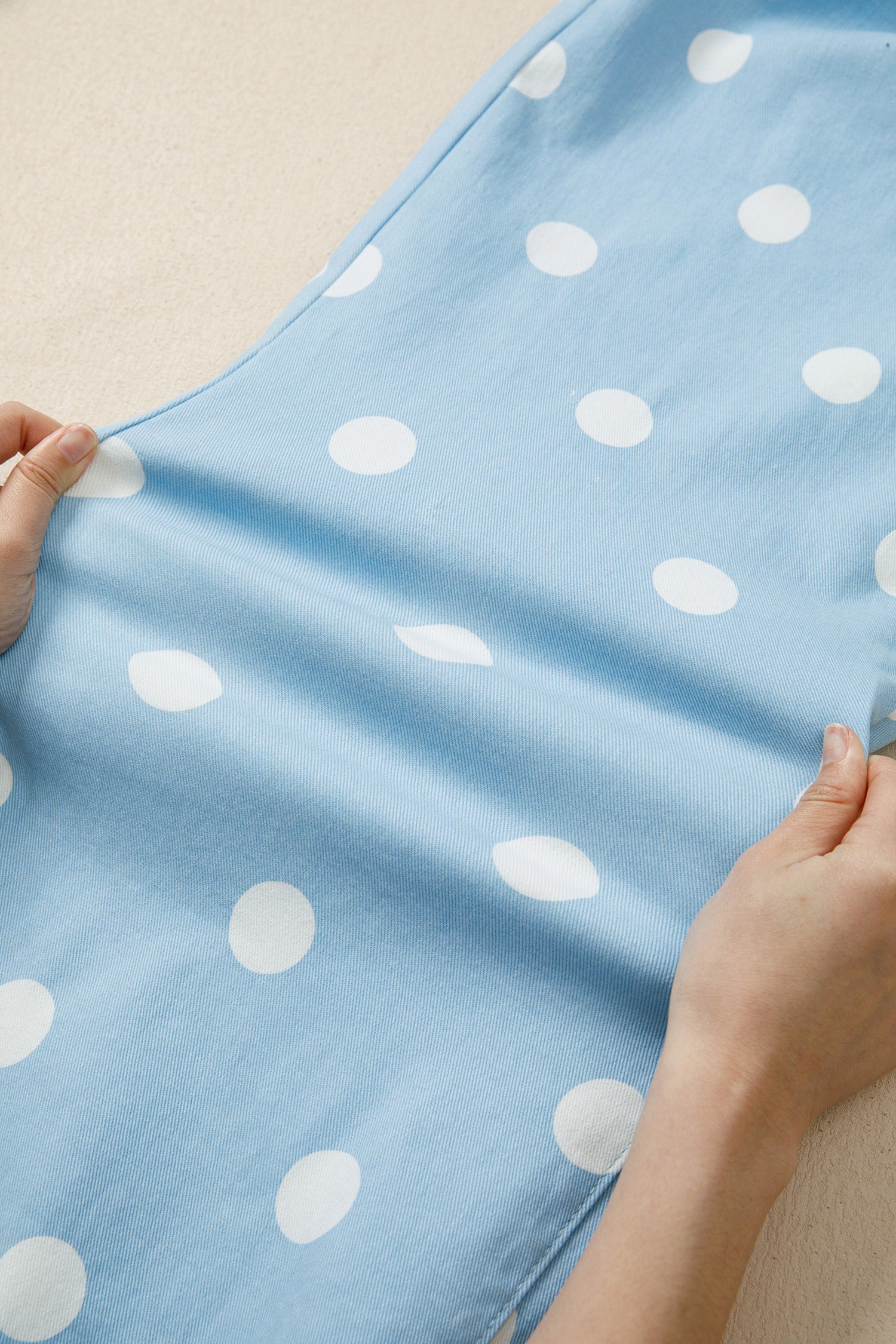 Polka Dot Print Raw Hem Shift Jeans