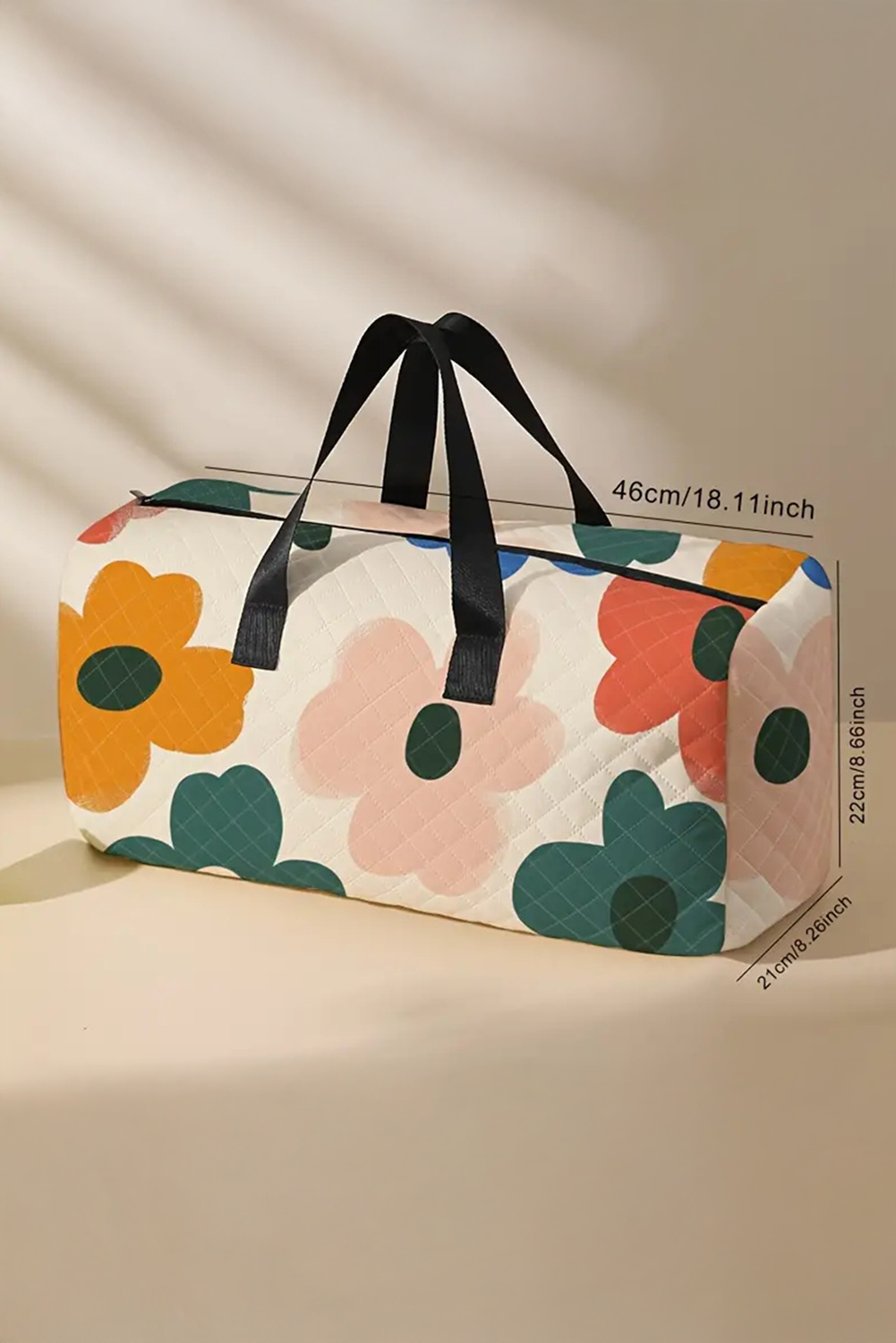 White Floral Quilted Tote Bag