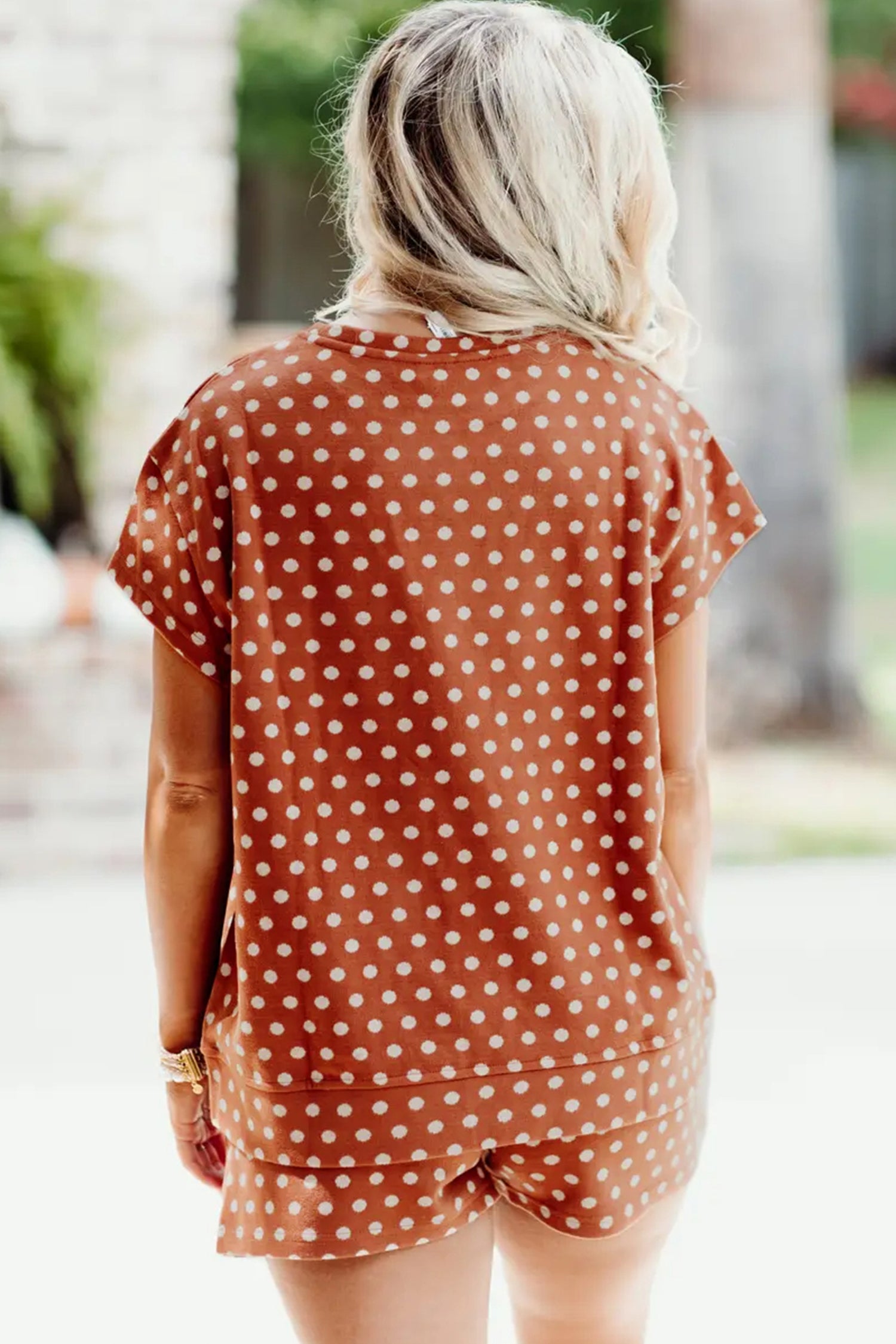 Purple Polka Dot Print Short Set