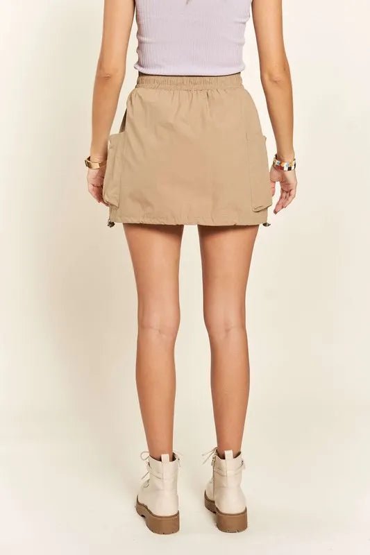 ADORA Drawstring Skort with Pockets - Tan / S