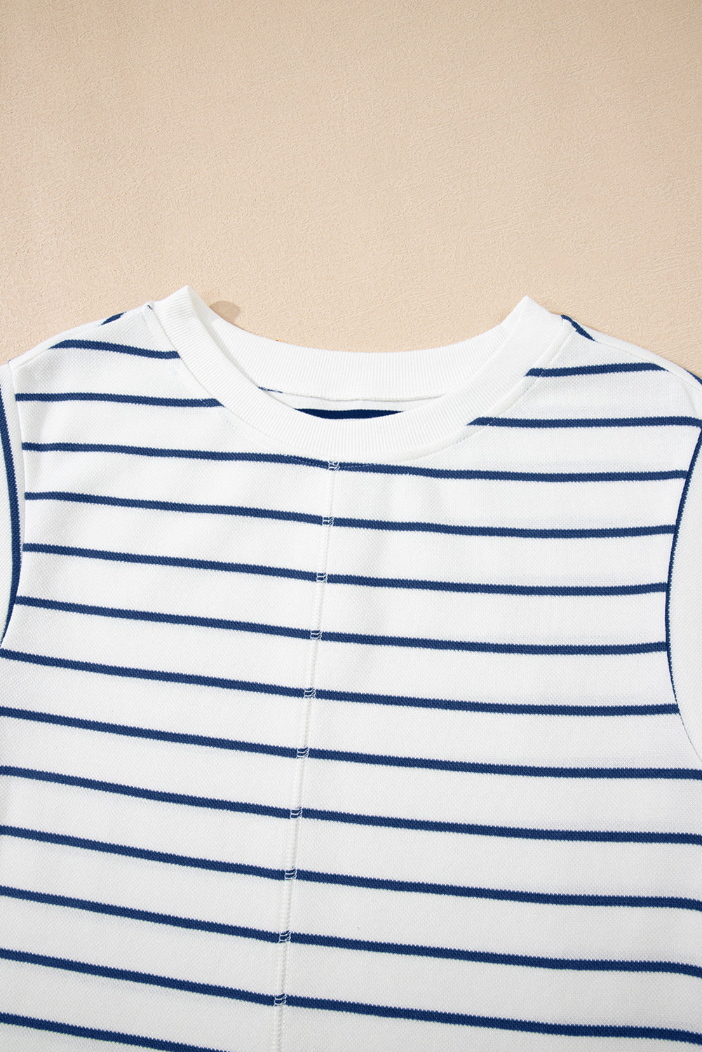 Sail Blue Casual Striped Tee and Wide Leg Pants Set