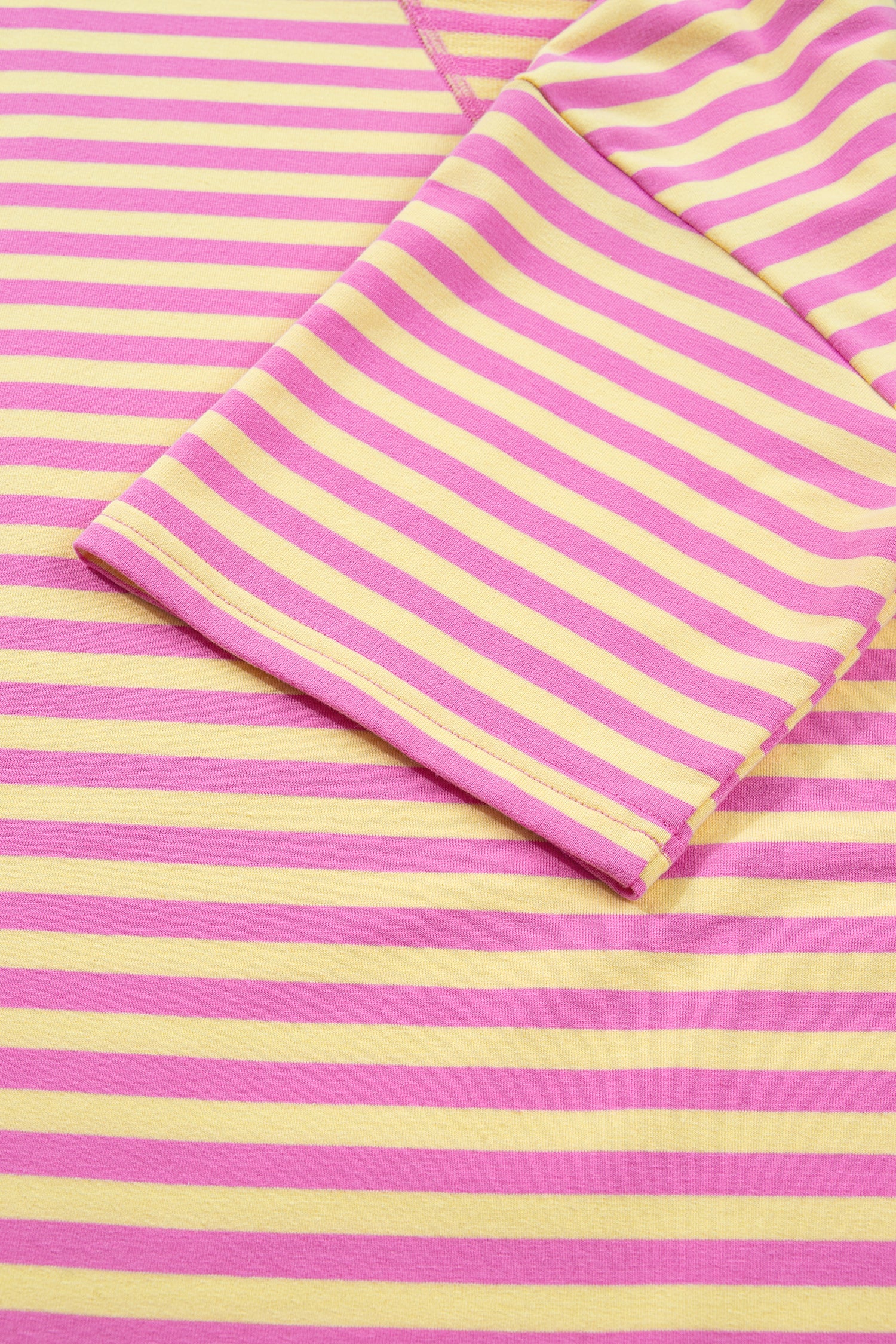 Rose Stripe Drop Shoulder Boxy Casual Terry Short Set