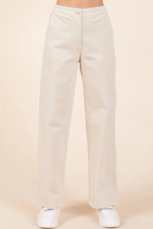 Mittoshop Corduroy Back Elastic Waist Pants - Bone / S