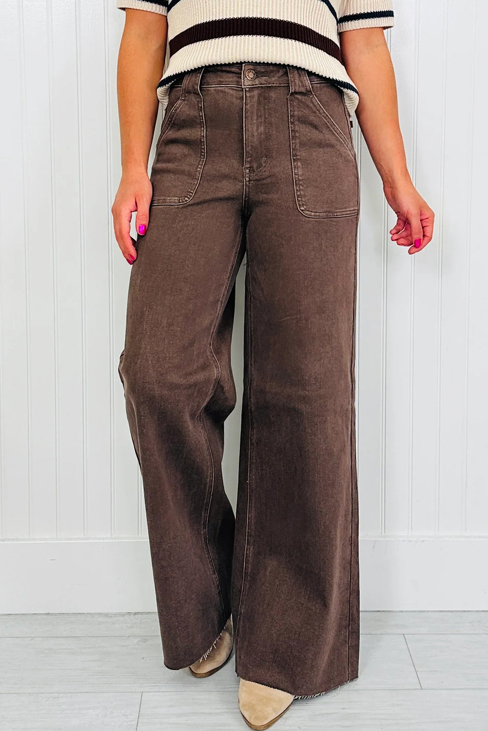 Dusk Blue Retro Washed Patch Pocket Stretchy Jeans